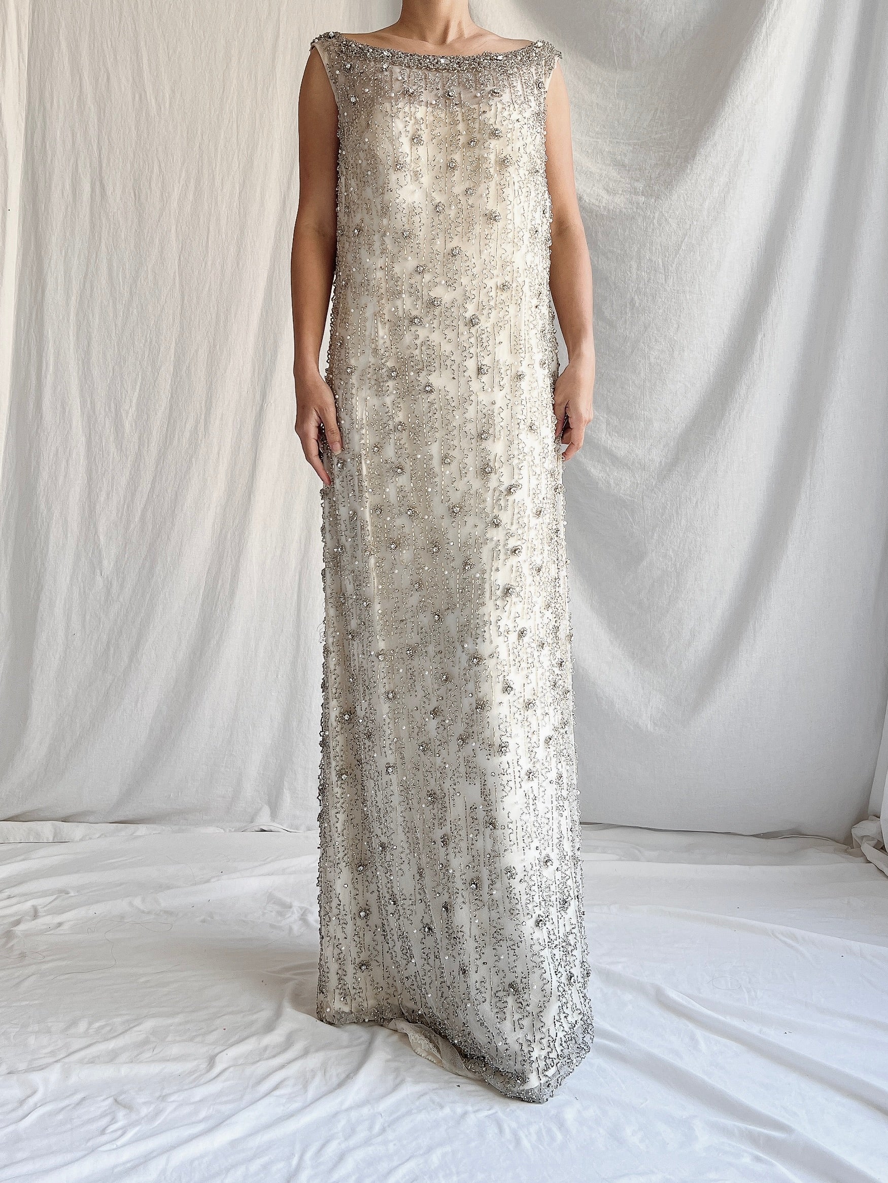 1960s Tulle Beaded Gown - M