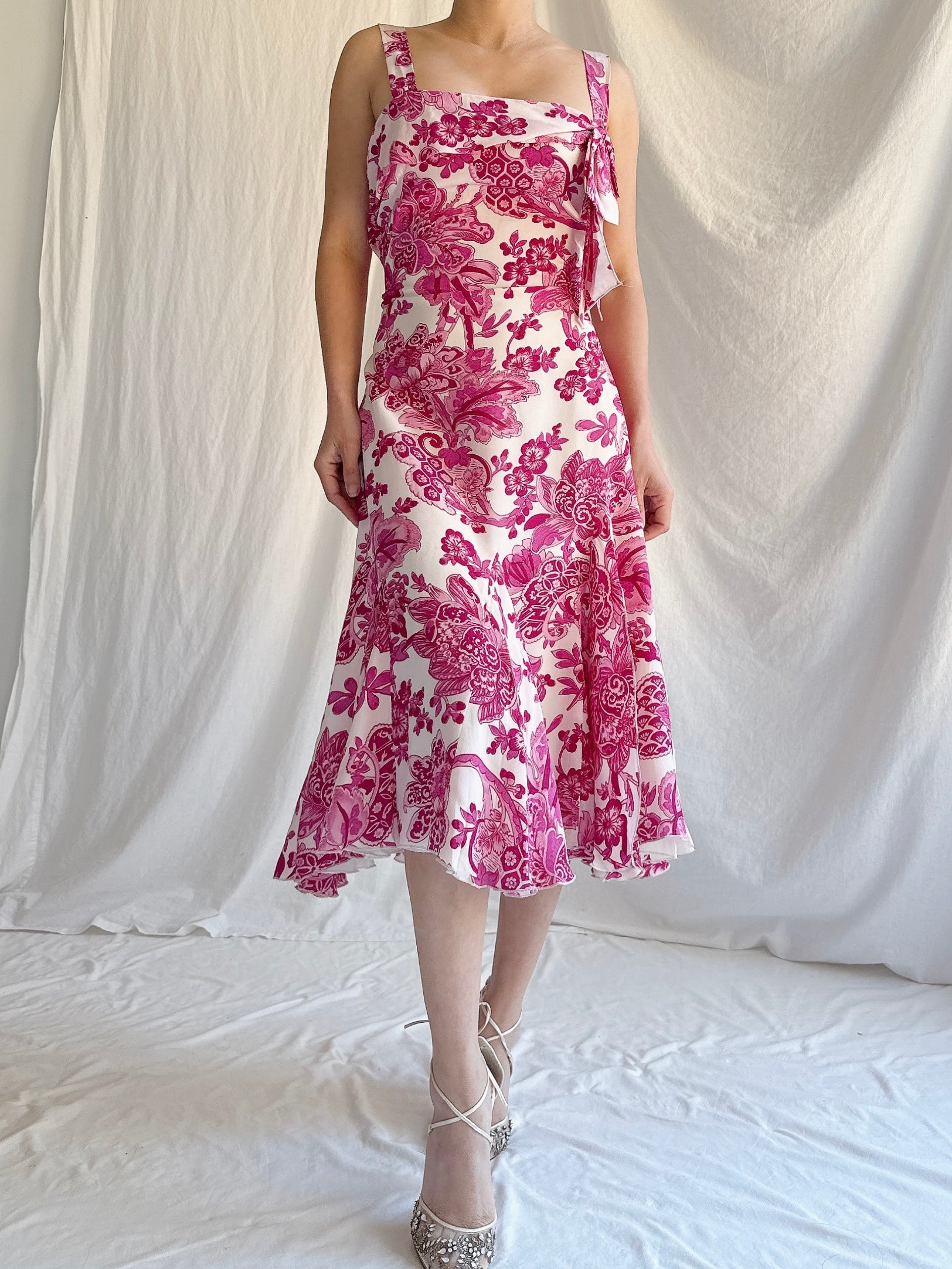 Vintage Silk Paule Vasseur Floral Dress - M/44