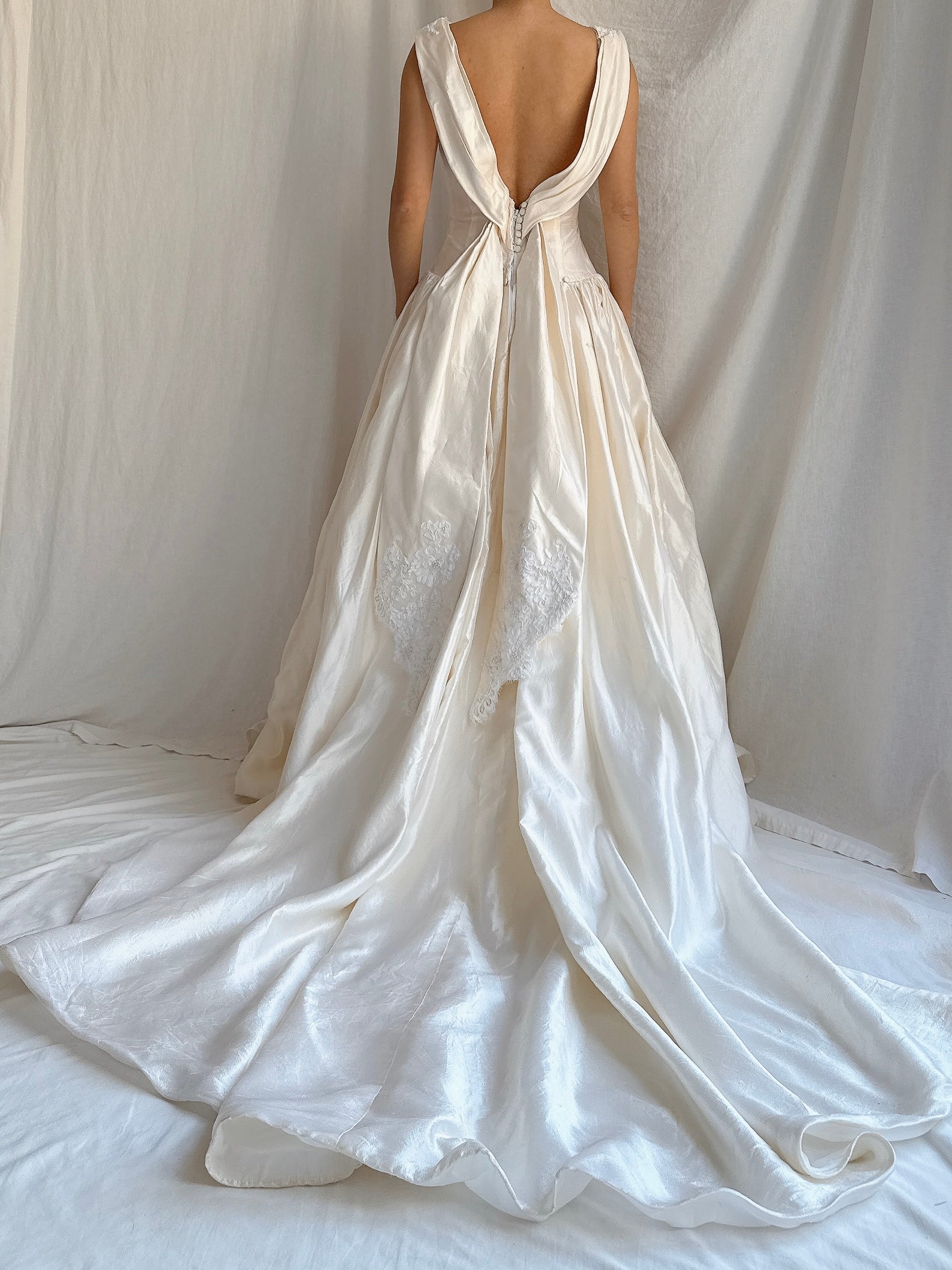 Vintage Silk Boatneck Gown - S/M