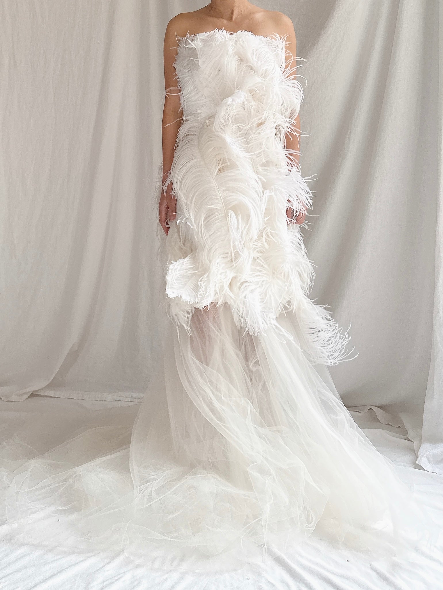 RESERVED Vintage 2-Piece Liancarlo Couture Feather Gown - S/6