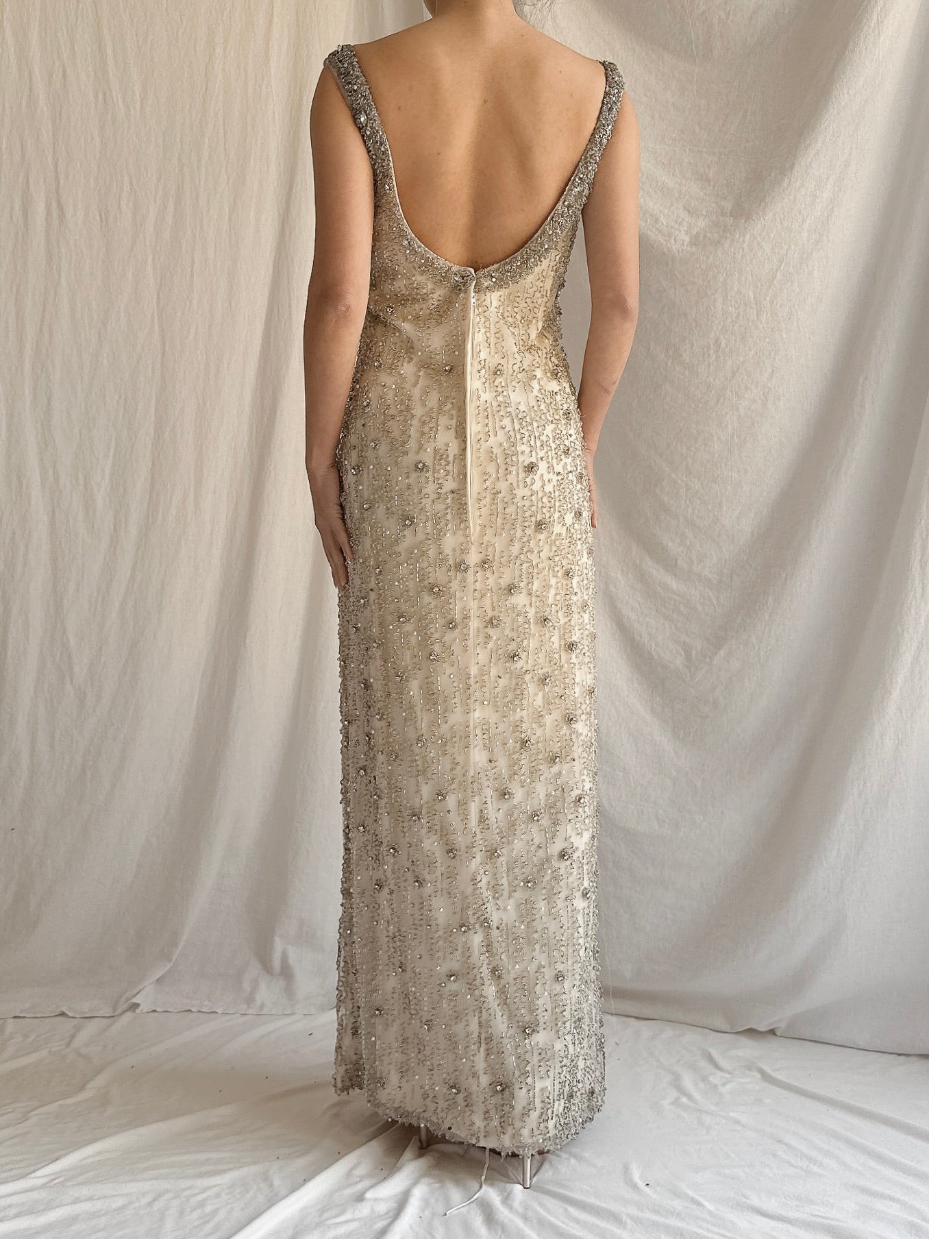 Vintage Hand-Beaded Column Gown - S/M