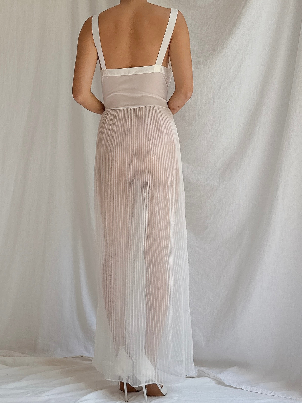 1950s Crystal Pleated Slip Dress - S