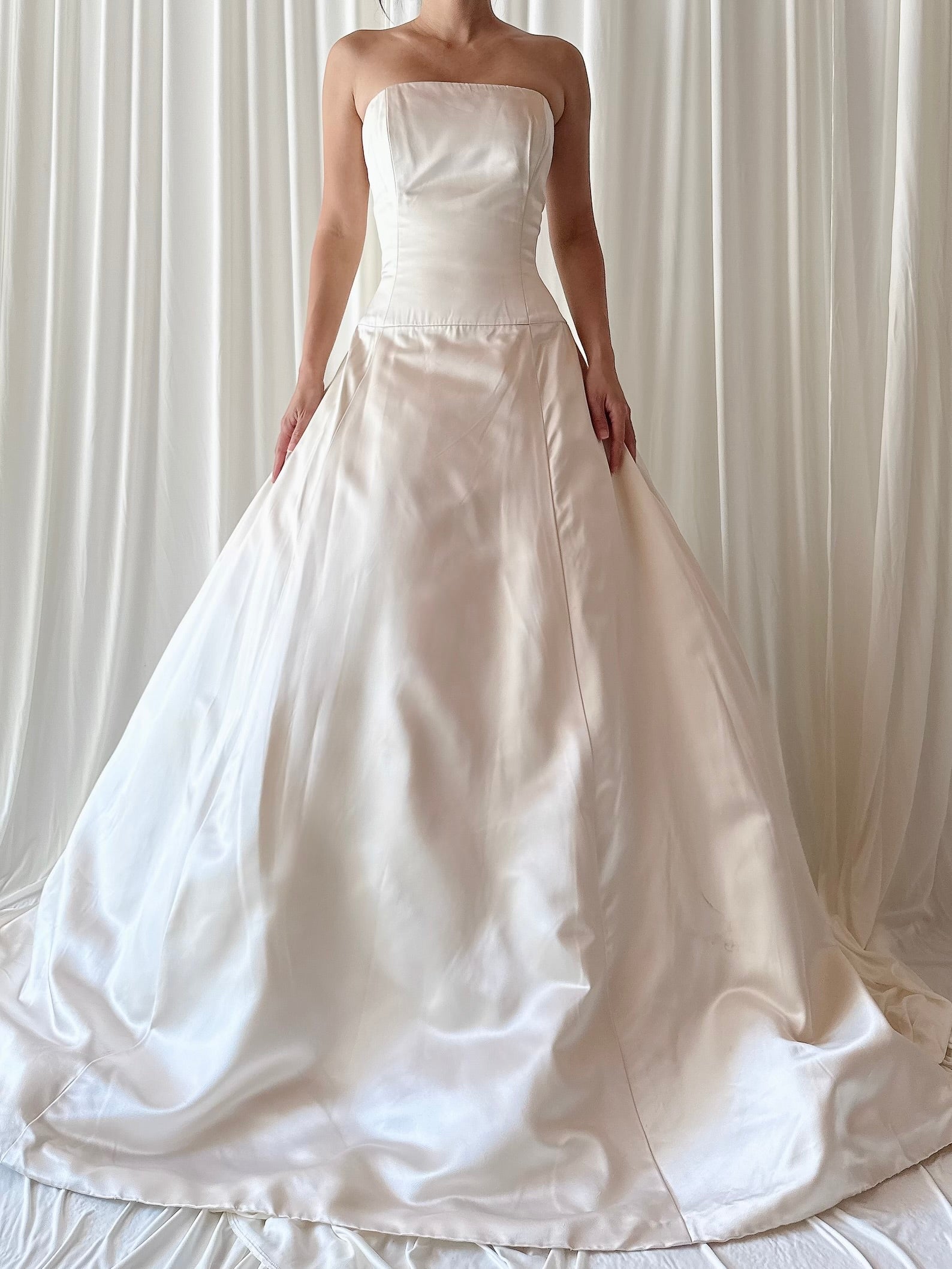 Vintage Amsale Silk Strapless Gown - S