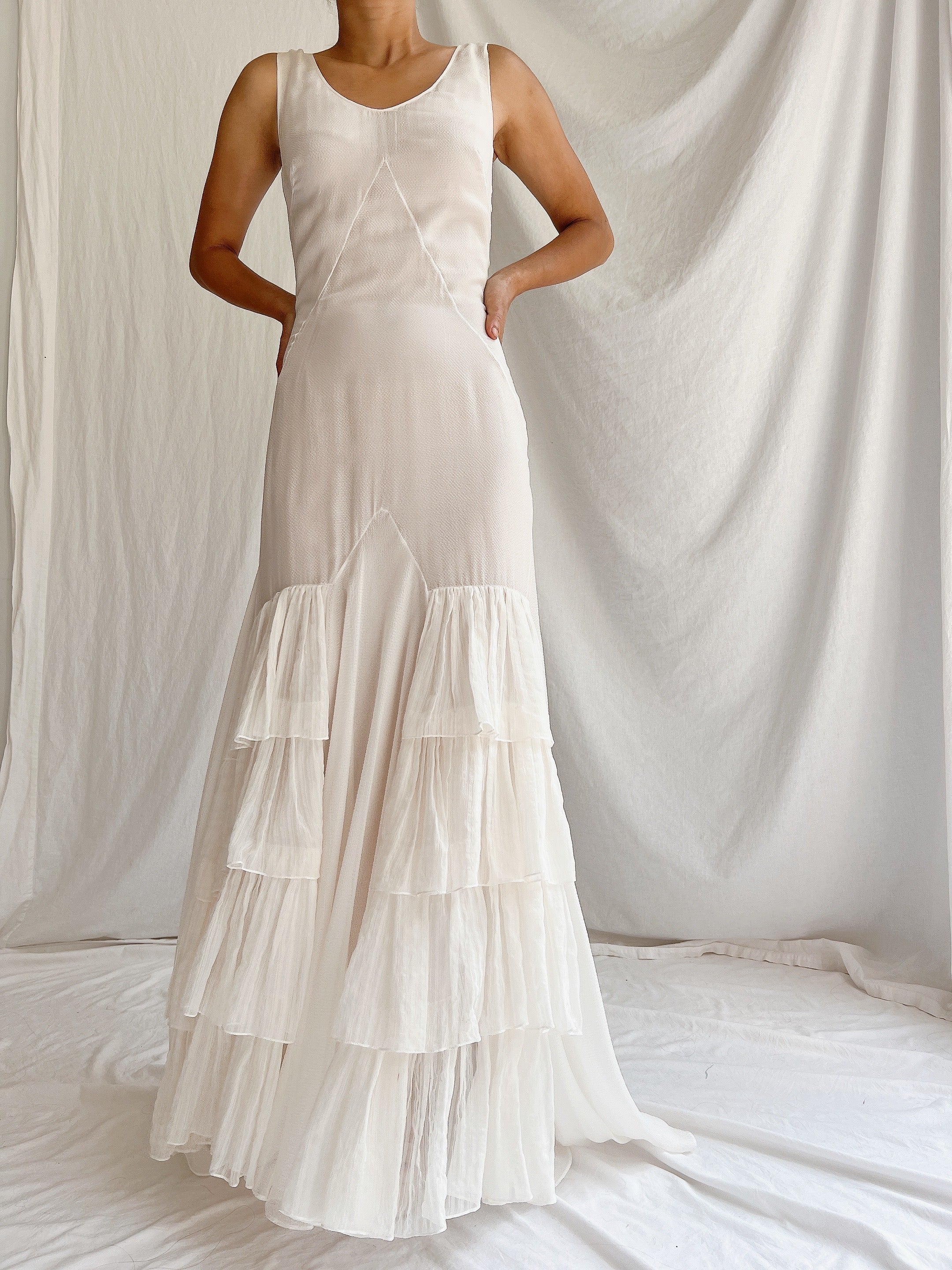 Y2K Silk Tiered Gown - S