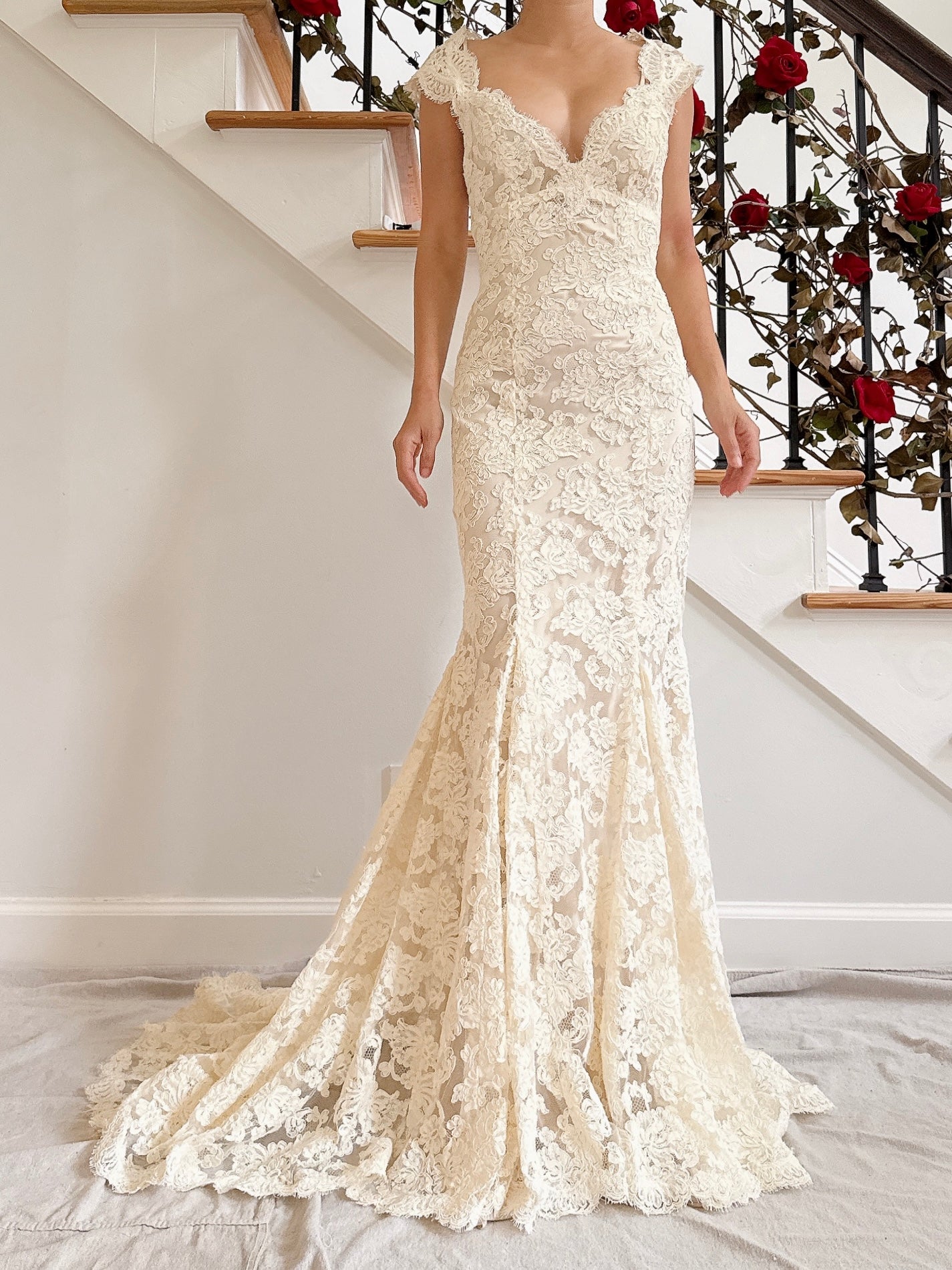 Vintage Monique Llhuilier Lace and Silk Gown - XS/S
