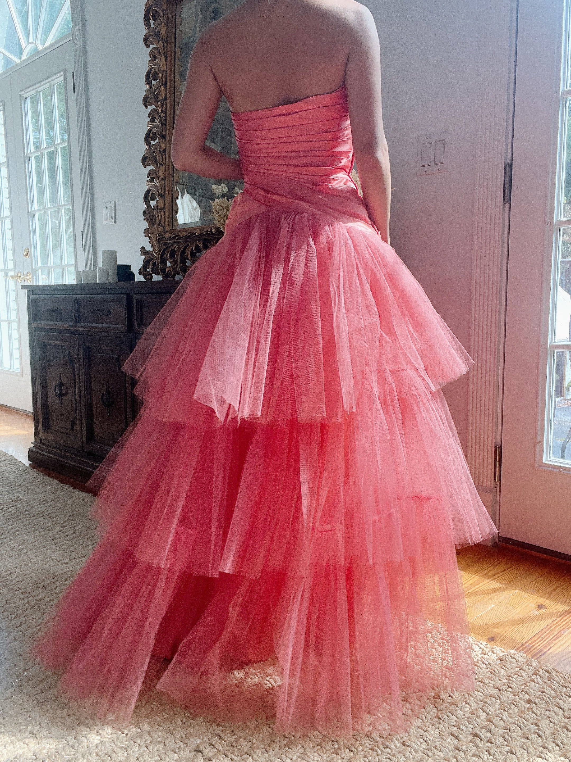 1950s Coral Tulle Dress - M