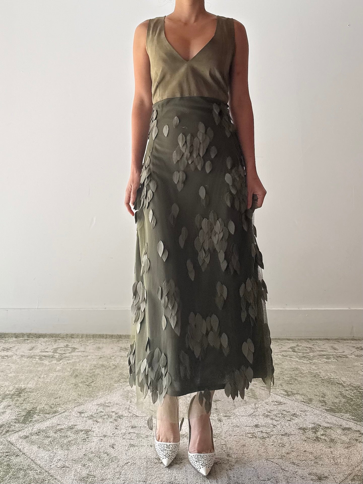 Vintage Estrella Spain Suede Leaf Dress - M