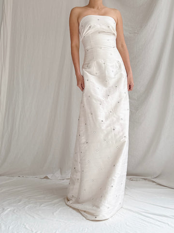 Vintage Strapless Mirrored Column Dress - M/8