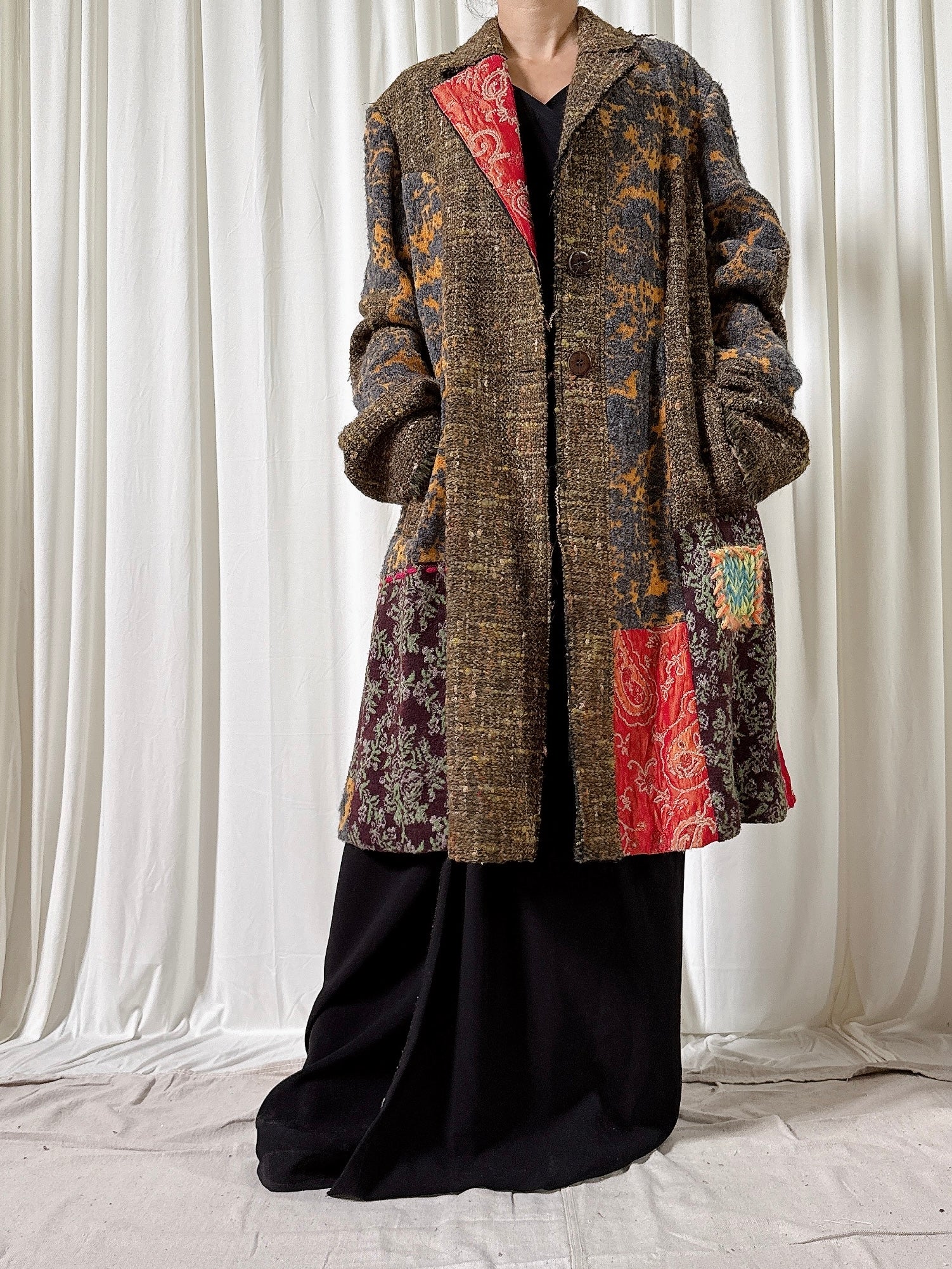 Vintage Tricot Chic Wool Brown Coat - US 16