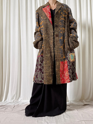 Vintage Tricot Chic Wool Brown Coat - US 16