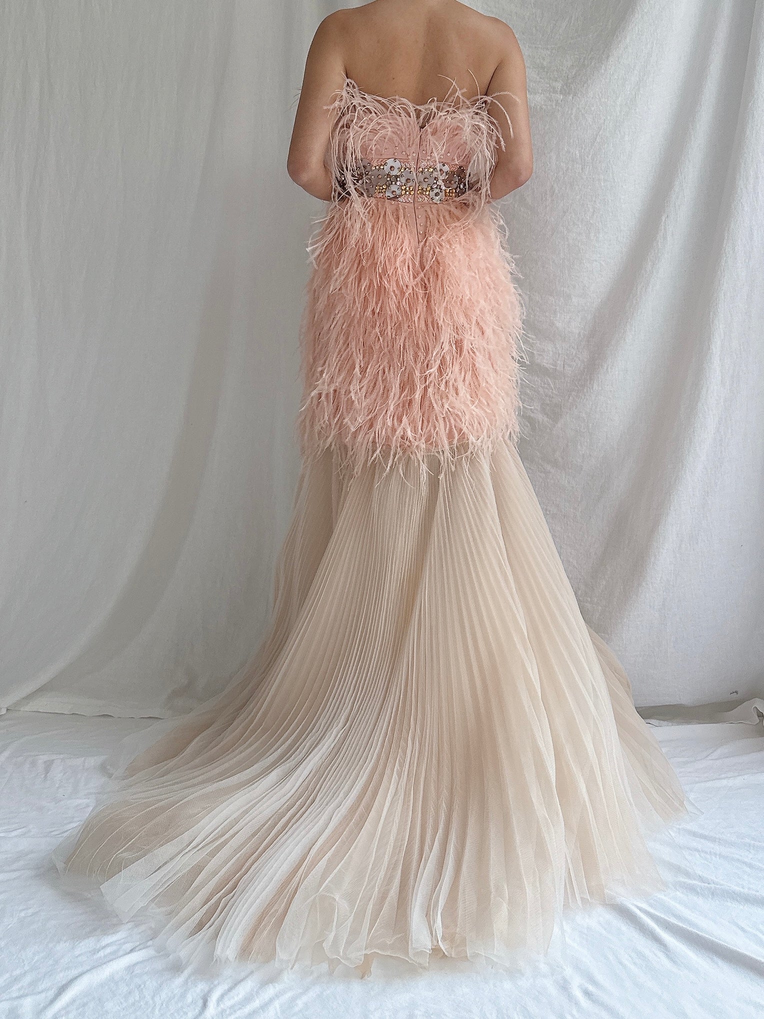 Ostrich Feather Tulle Gown - M 6/8