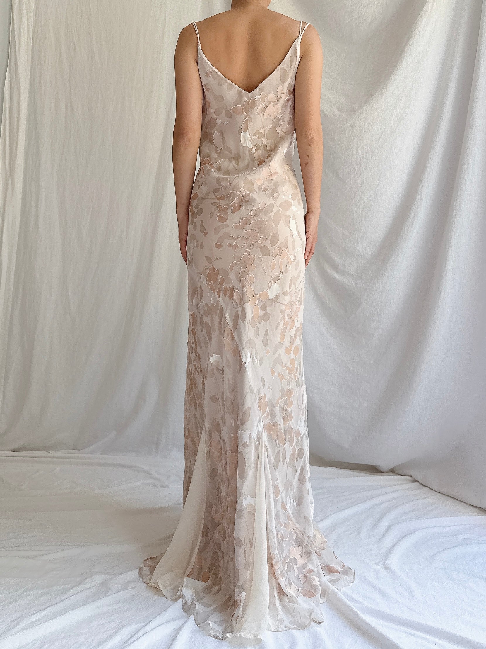 1990s Silk Devore Bias Cut Gown - M
