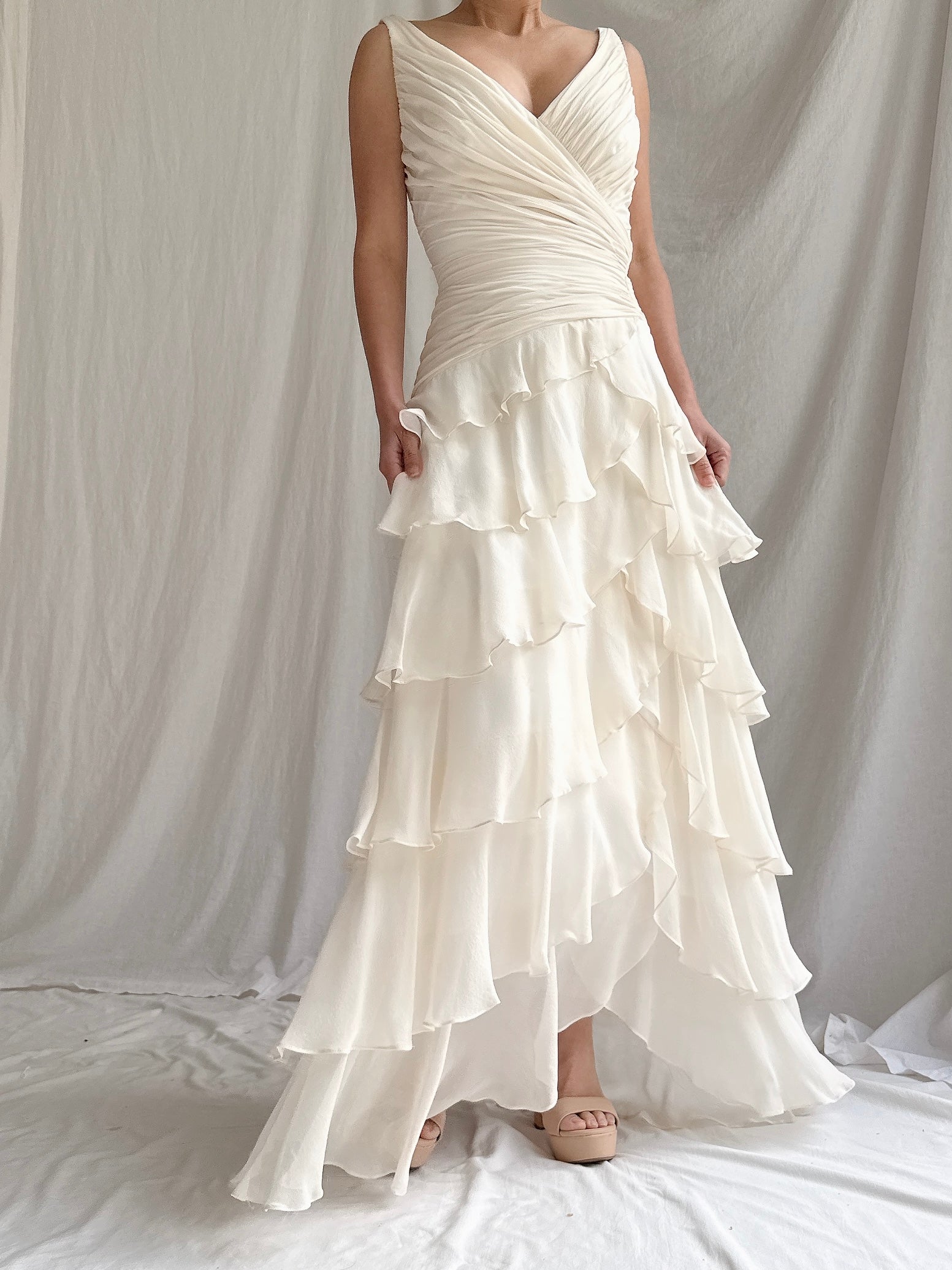 Vintage Silk Ruffled Dress - XS