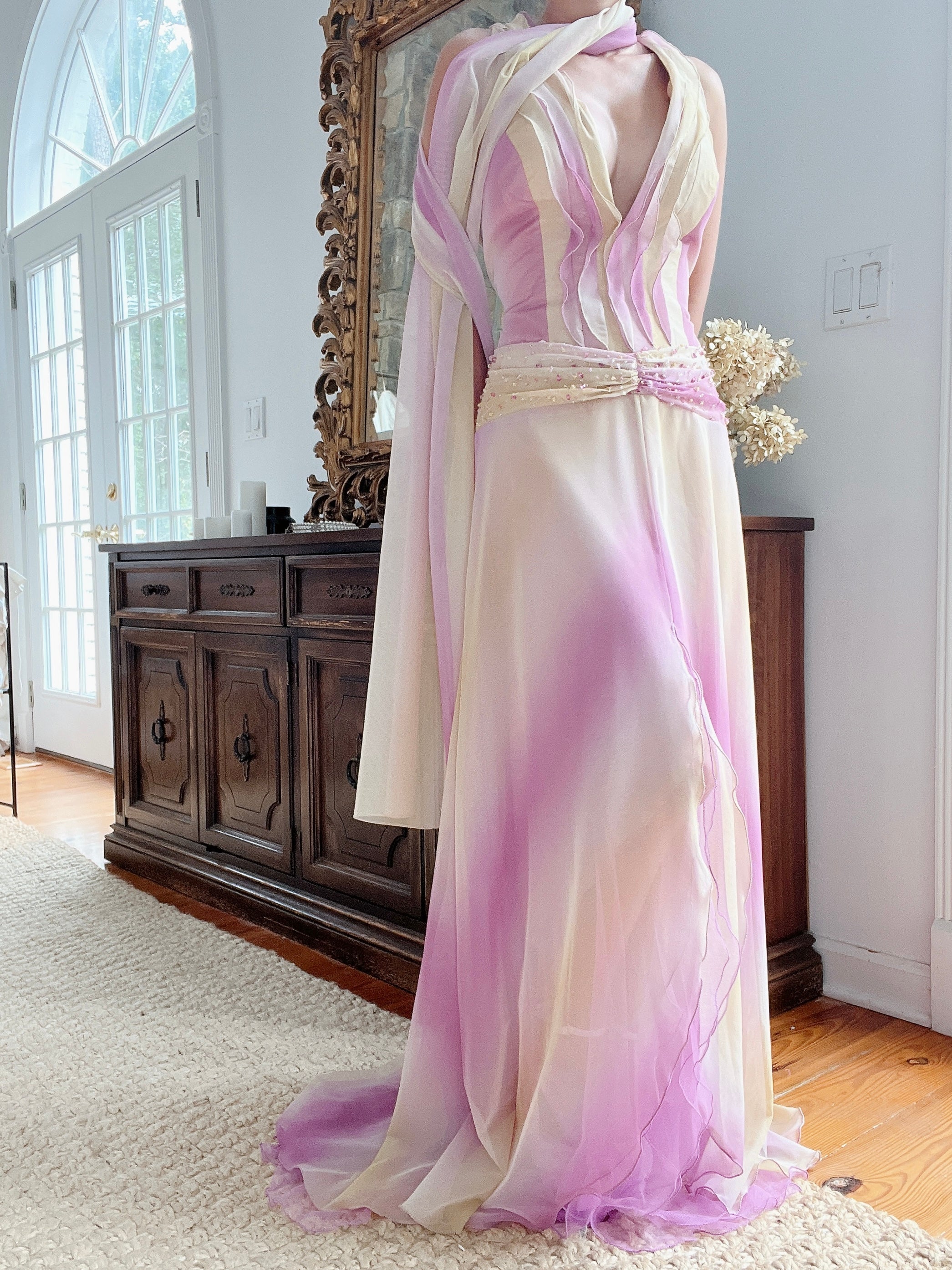 Yellow and Lilac Ombré Gown - M