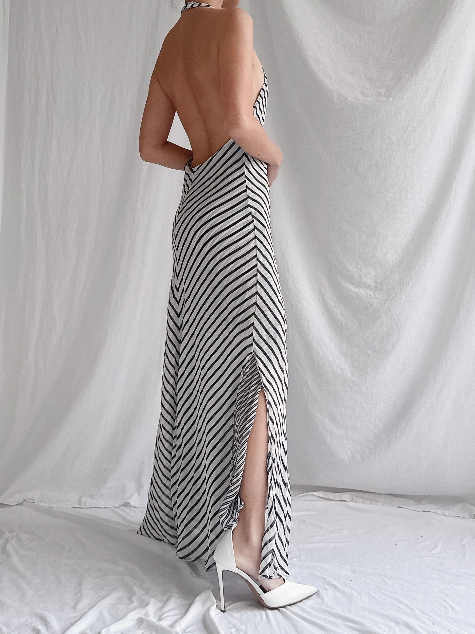 Vintage Silk Striped Slip Dress - S/M