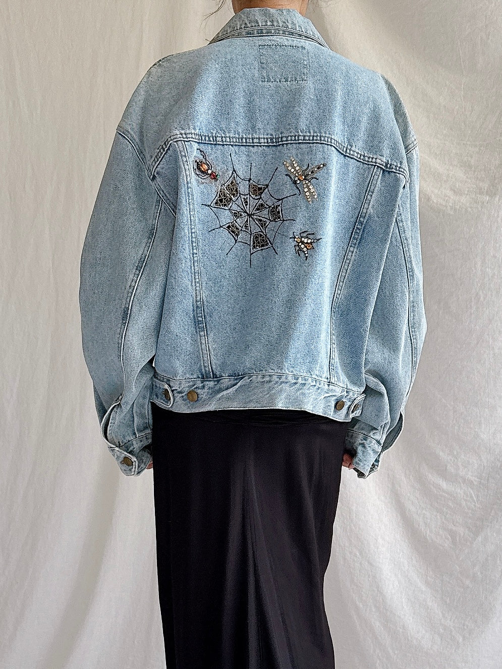 Vintage Oppio Italy Denim Spiderweb Jacket - M