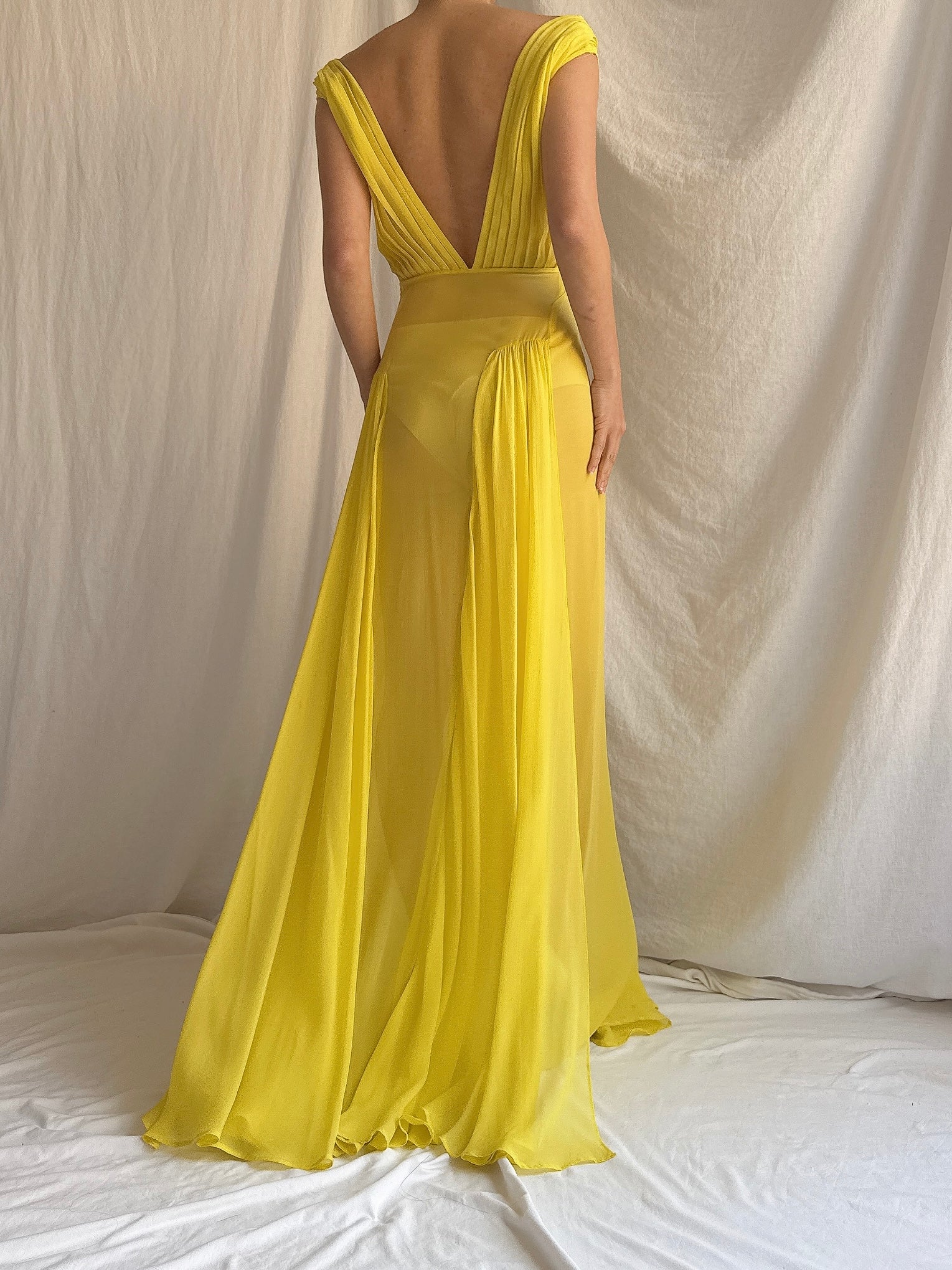 Vintage Sheer Silk Chiffon Gown - M