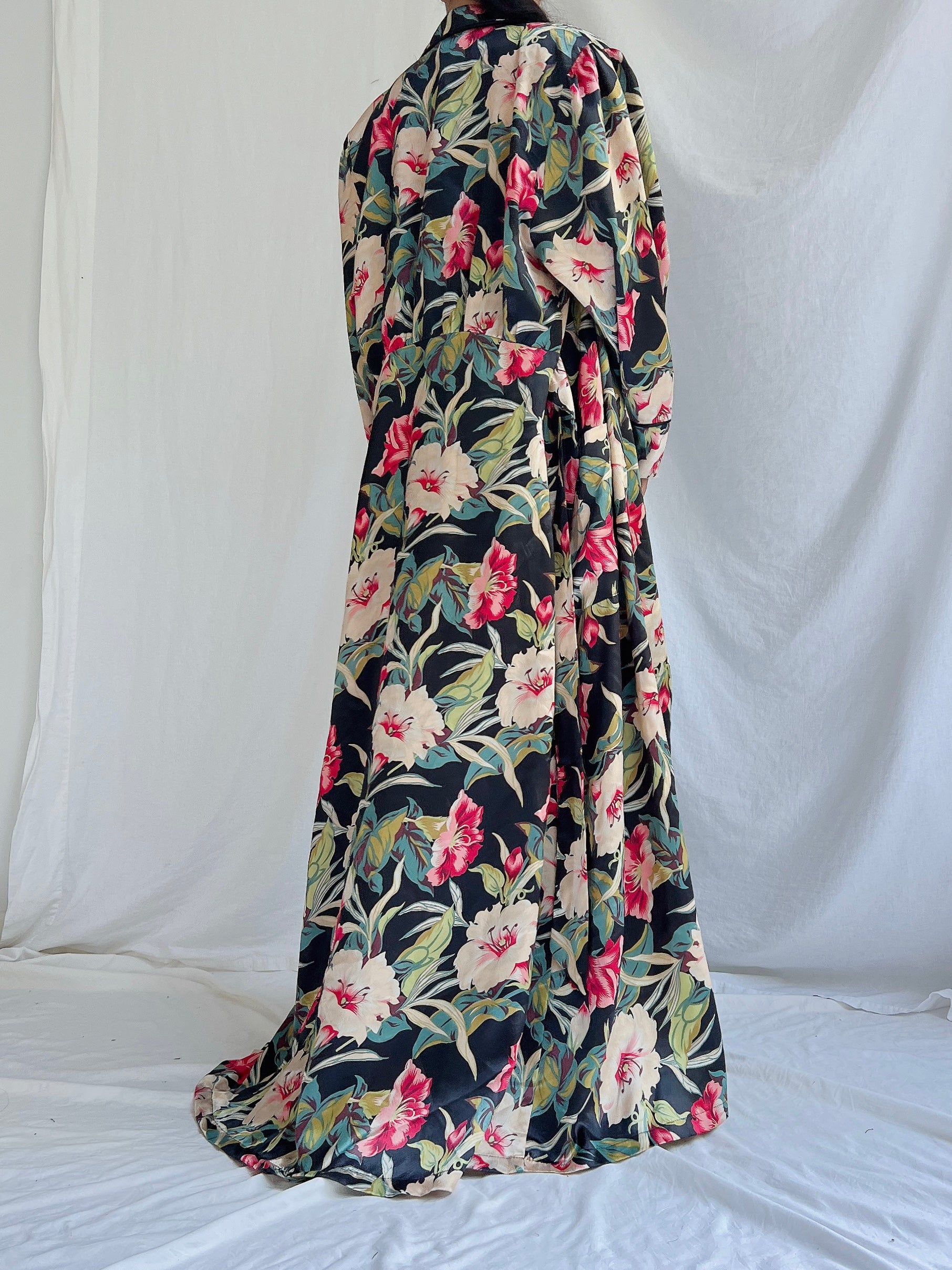 Vintage Satin Floral Duster - S/M