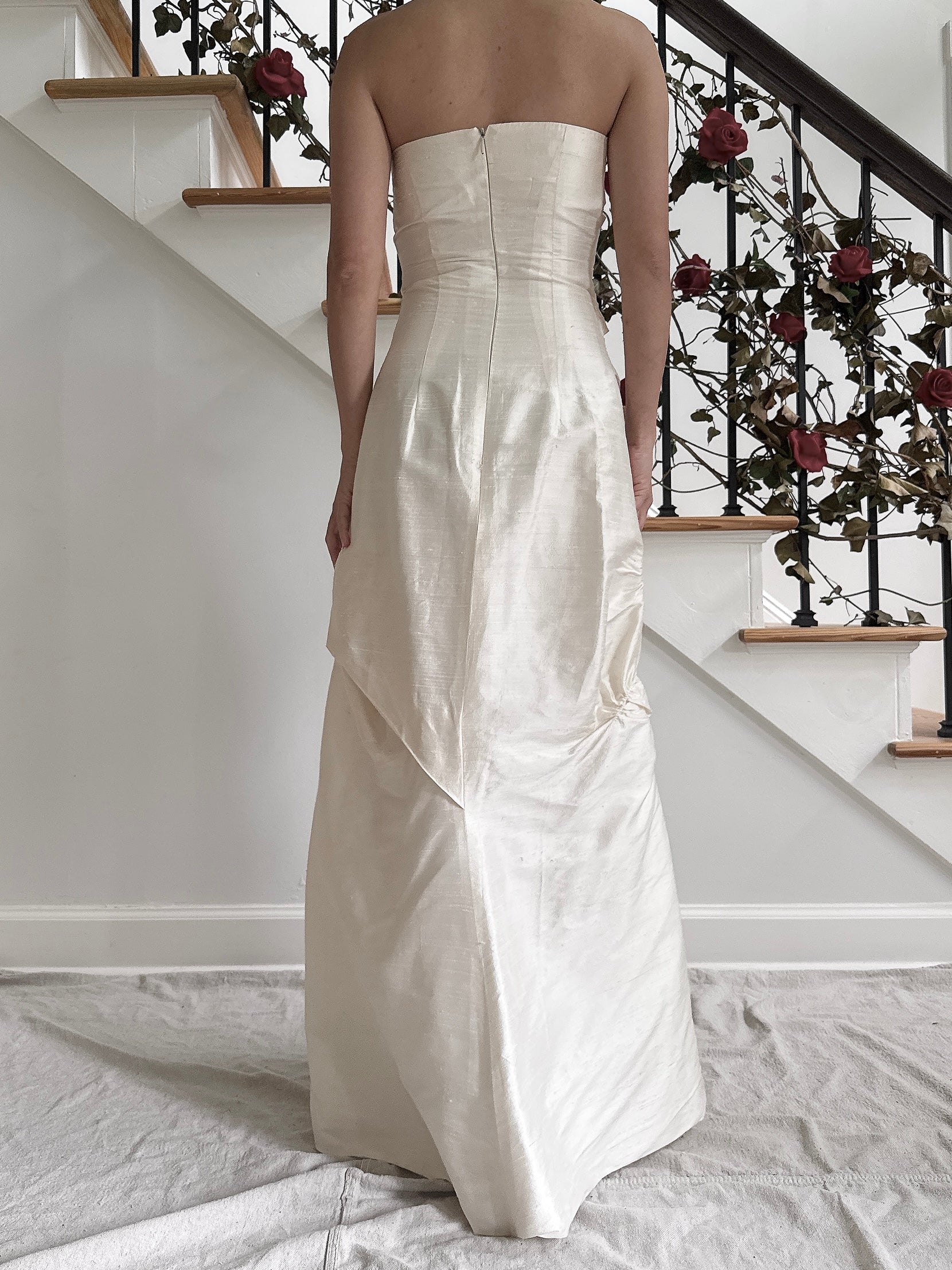 Vintage Raw Silk Draped Dress - XS