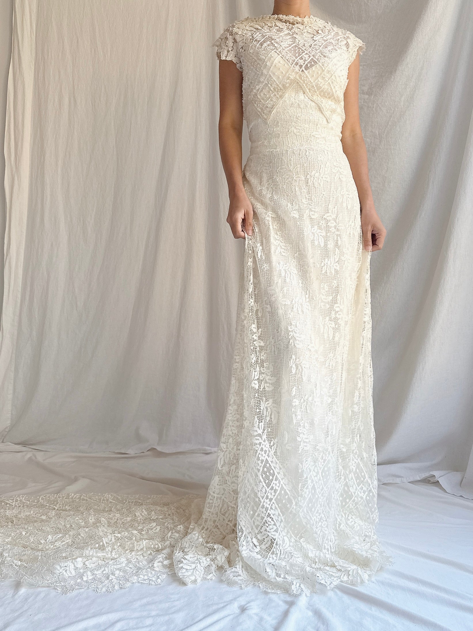 Vintage Floranna Italy Silk and Lace Gown - M/8