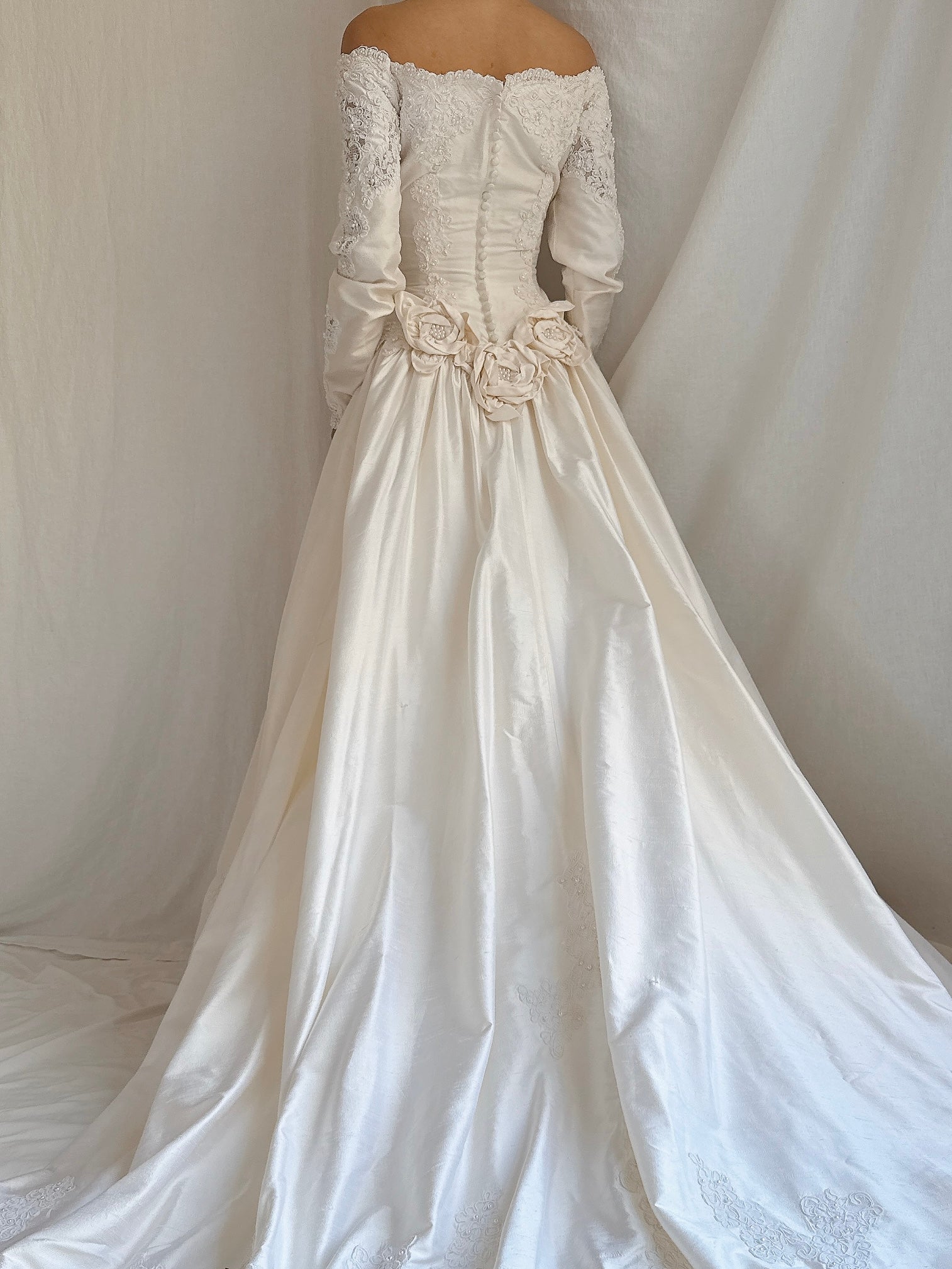 Vintage Long Sleeve Silk Gown - S