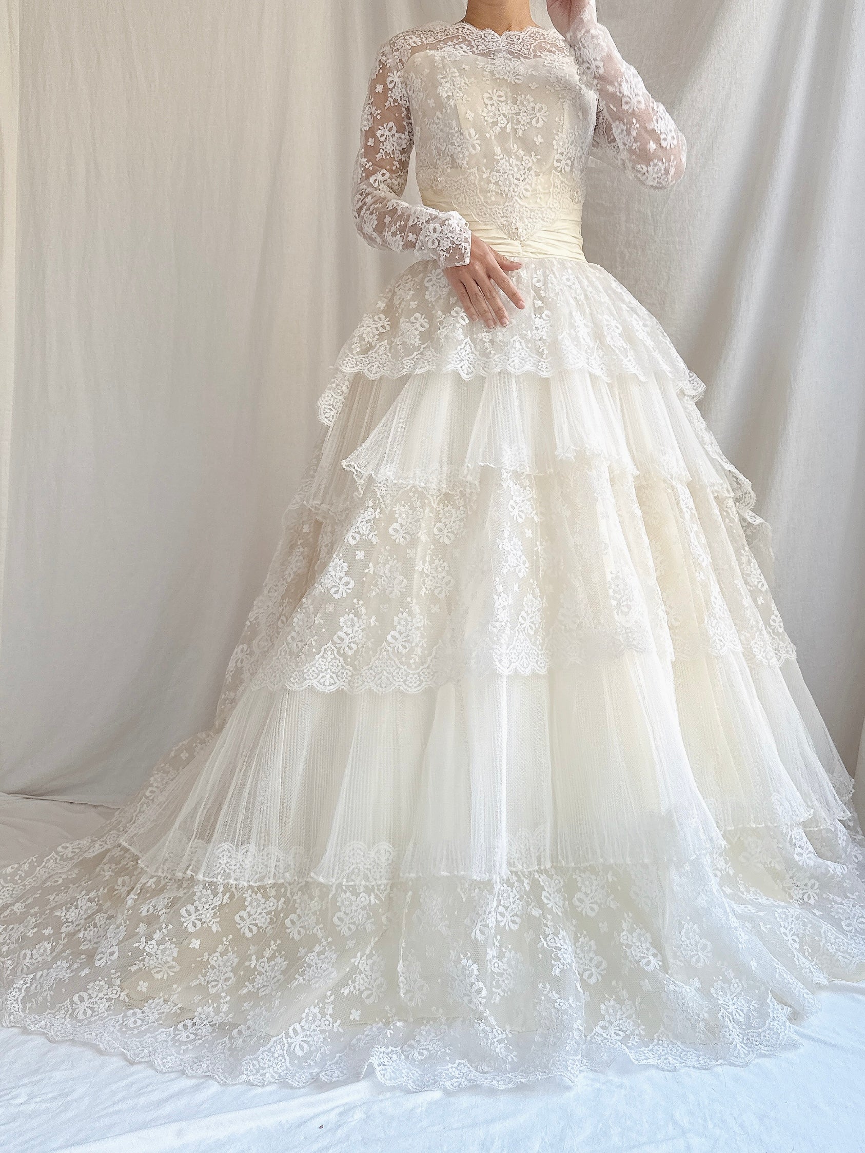 1950s Tulle and Lace Gown - XS