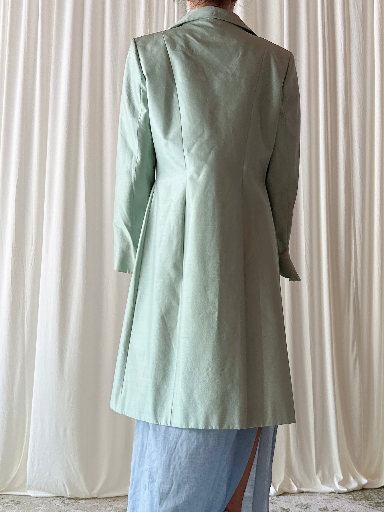 Vintage Alliage Paris Seafoam Silk Duster - FR 44