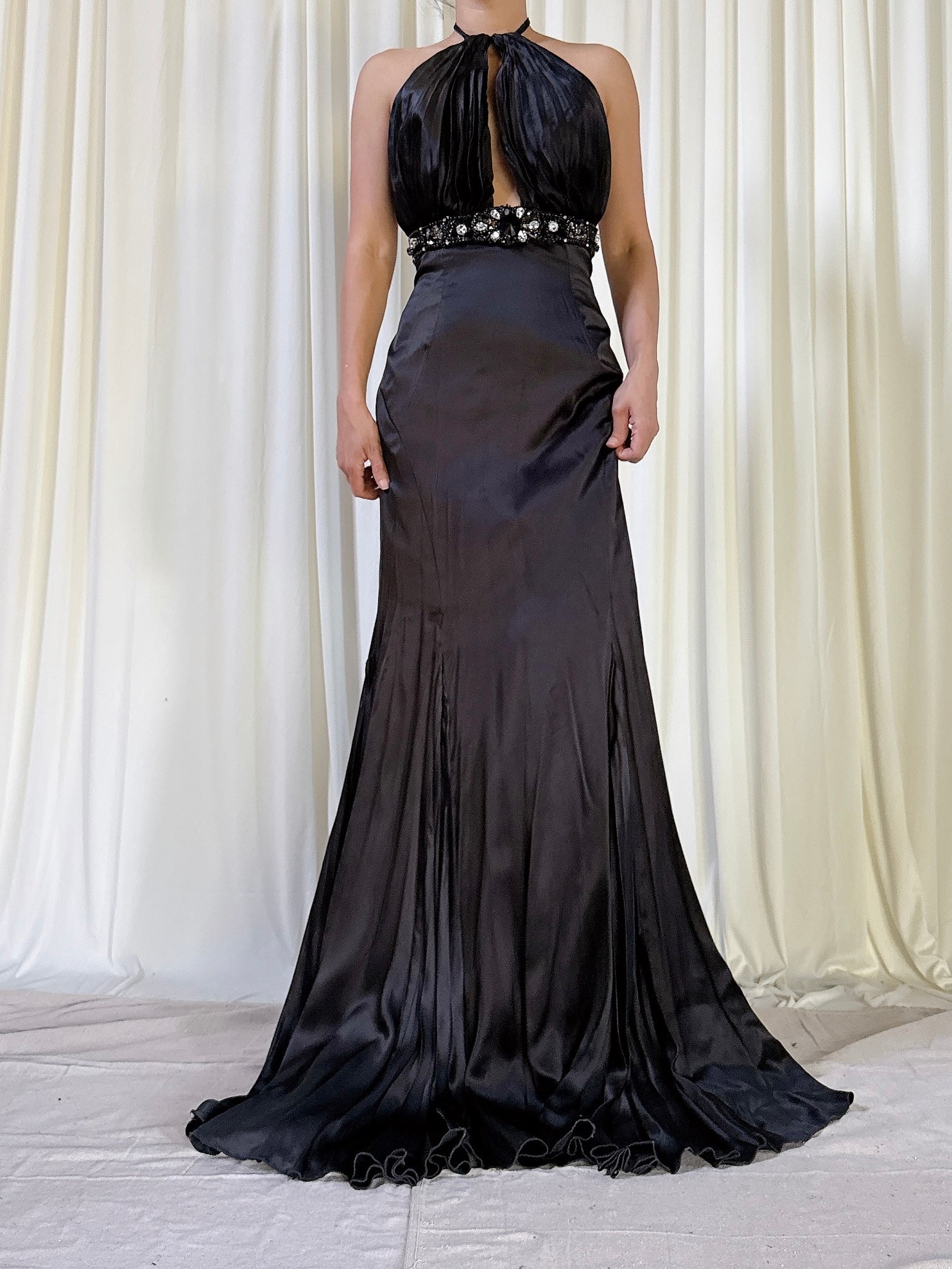 Vintage Black Halter Dress - L/10
