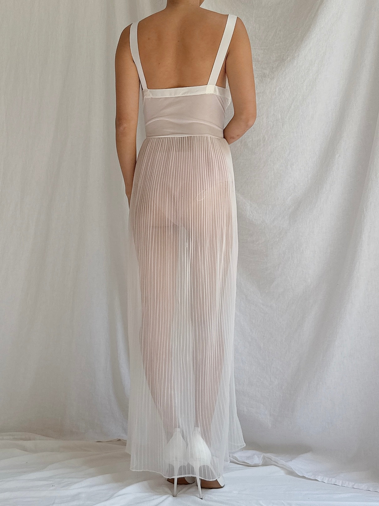 1950s Crystal Pleated Slip Dress - S