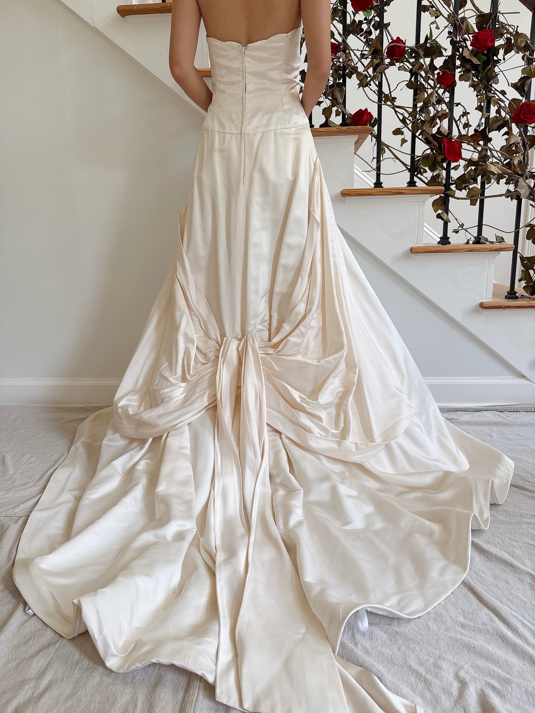Vintage Jim Hjielm Couture Strapless Silk Gown- 34B/27W/40H/61L
