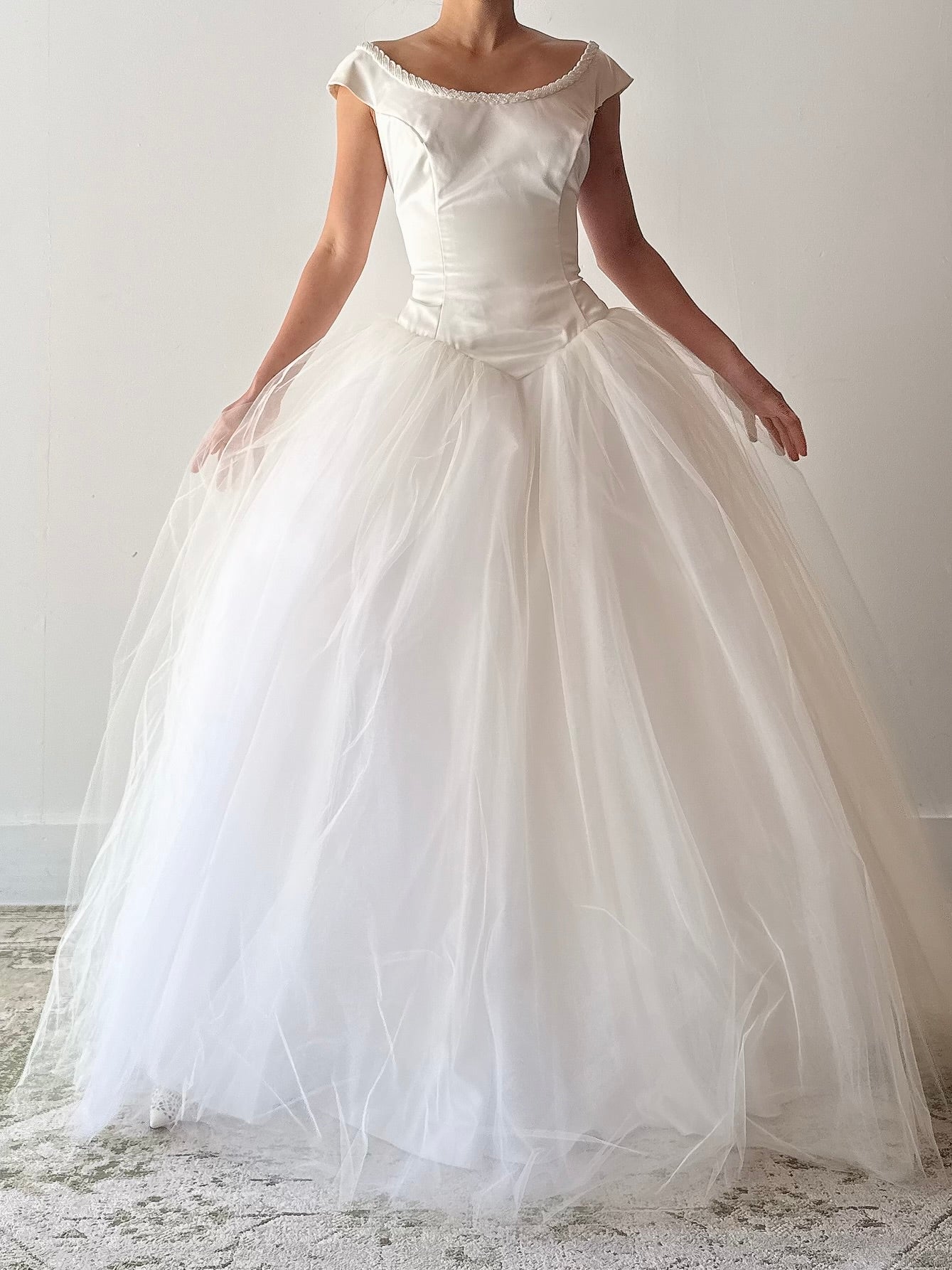Vintage Satin Tulle Gown - M