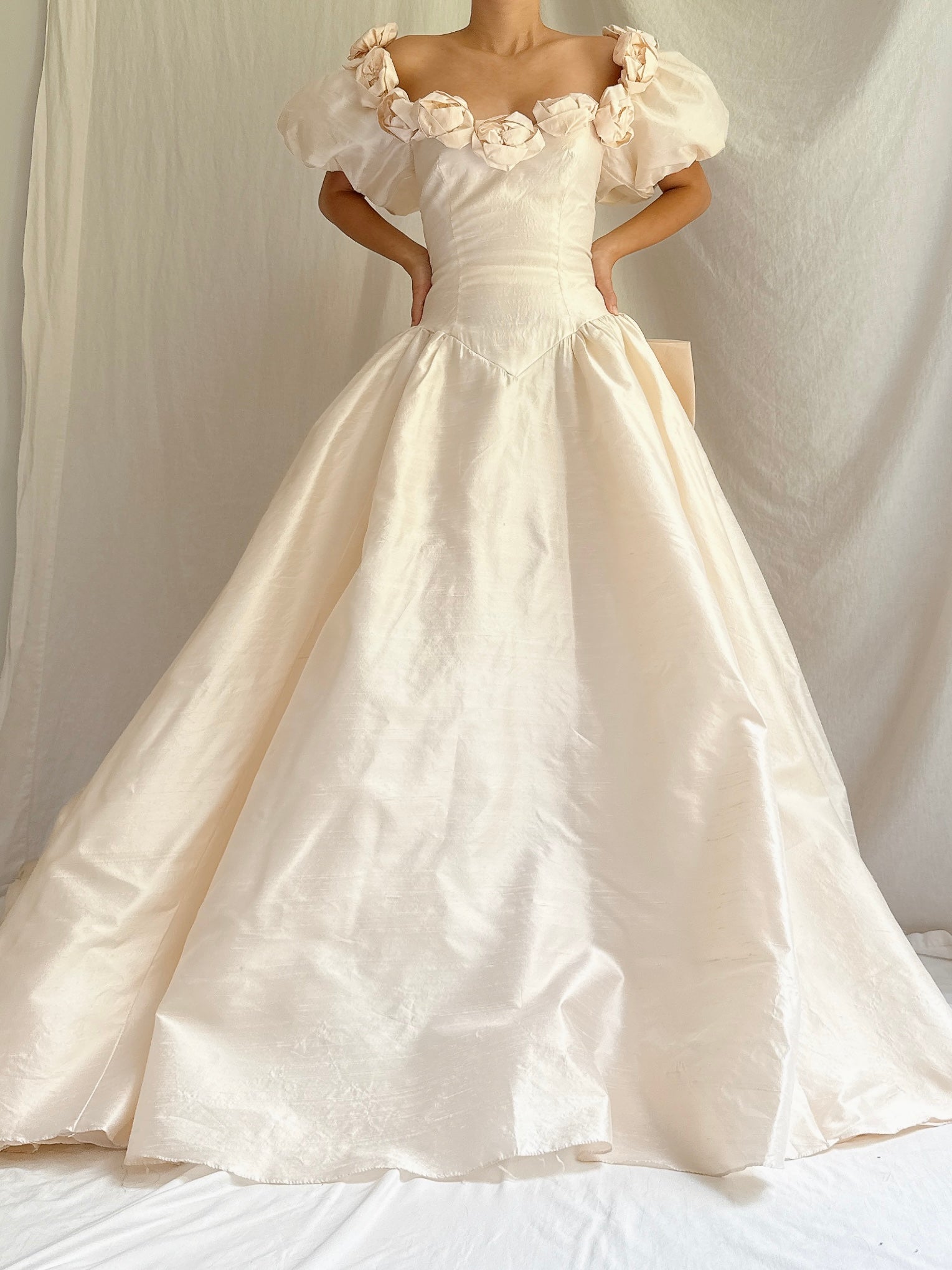 Vintage Silk Rosette Gown - XS