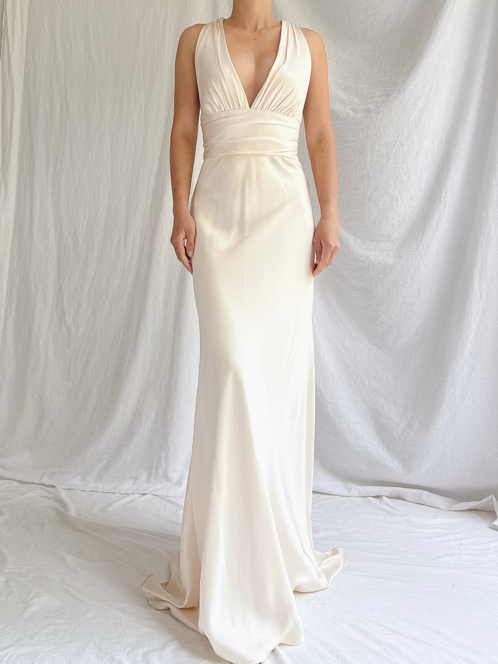 Vintage Silk Plunging Gown - XS/2