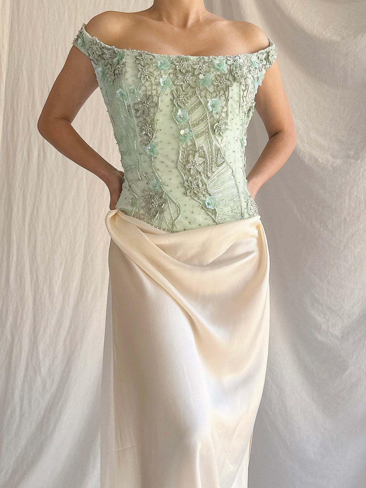 Vintage Bellville Sassoon Seafoam Embelished Top - M/8