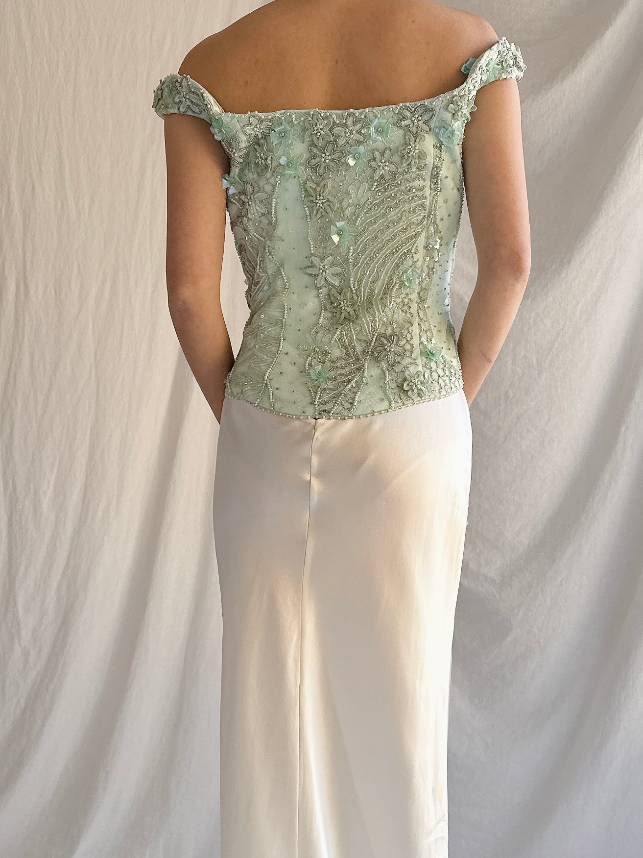 Vintage Bellville Sassoon Seafoam Embelished Top - M/8