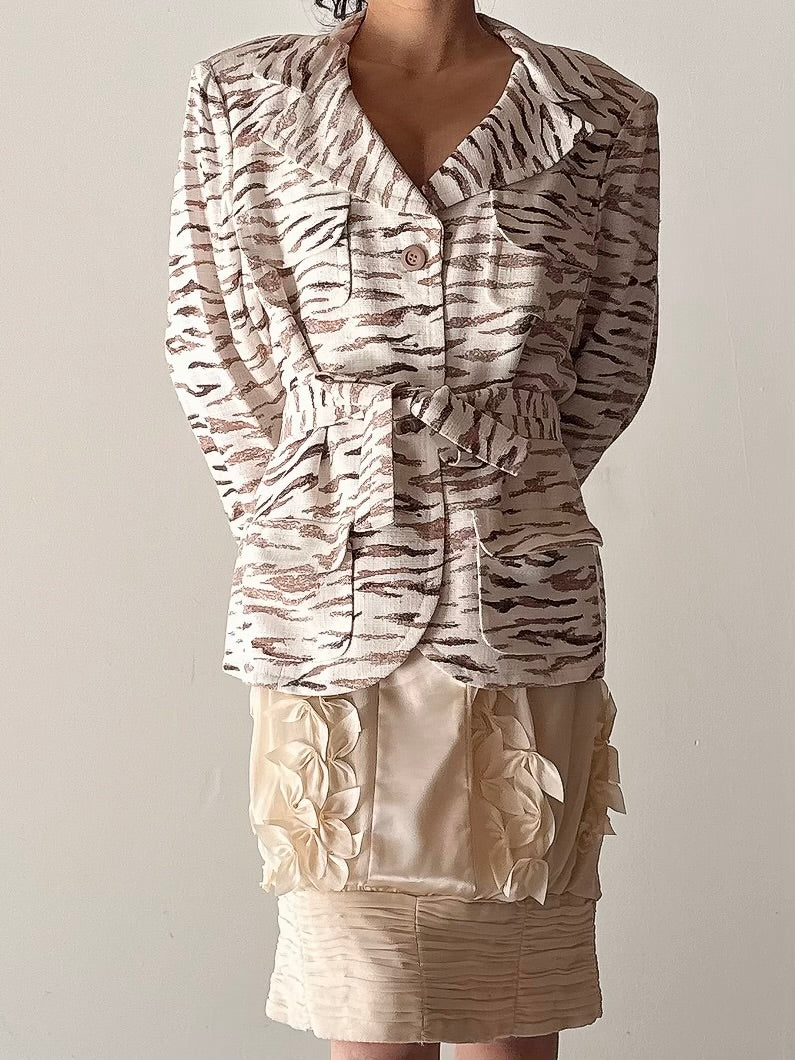 Vintage Solvai Linen Animal Print Jacket - FR44