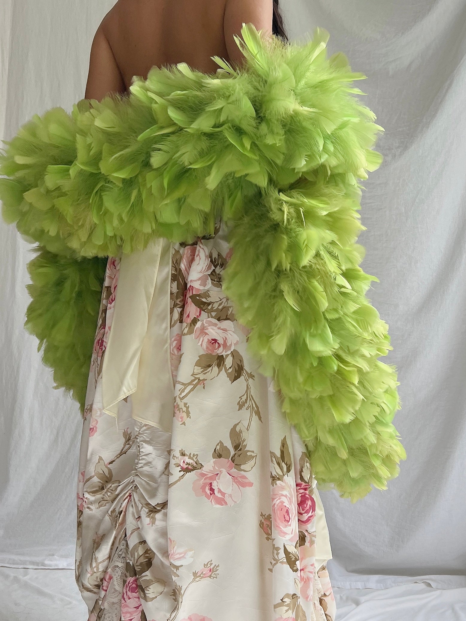 Vintage Green Feather Boa - S