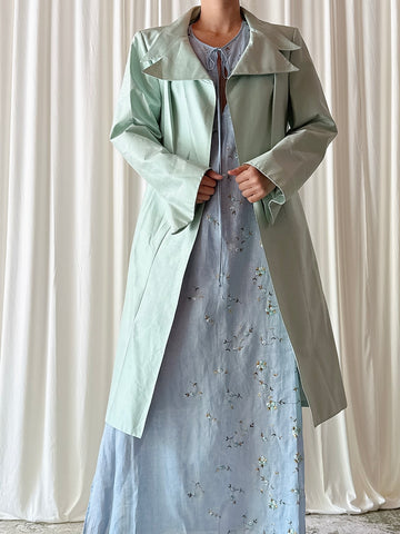 Vintage Alliage Paris Seafoam Silk Duster - FR 44