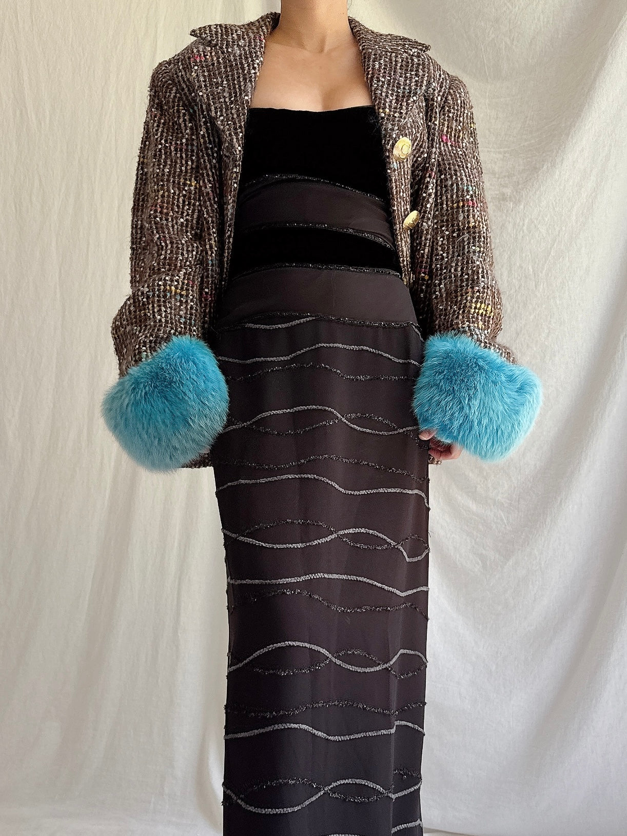 Vintage Tweed and Fox Fur Trim Jacket - M