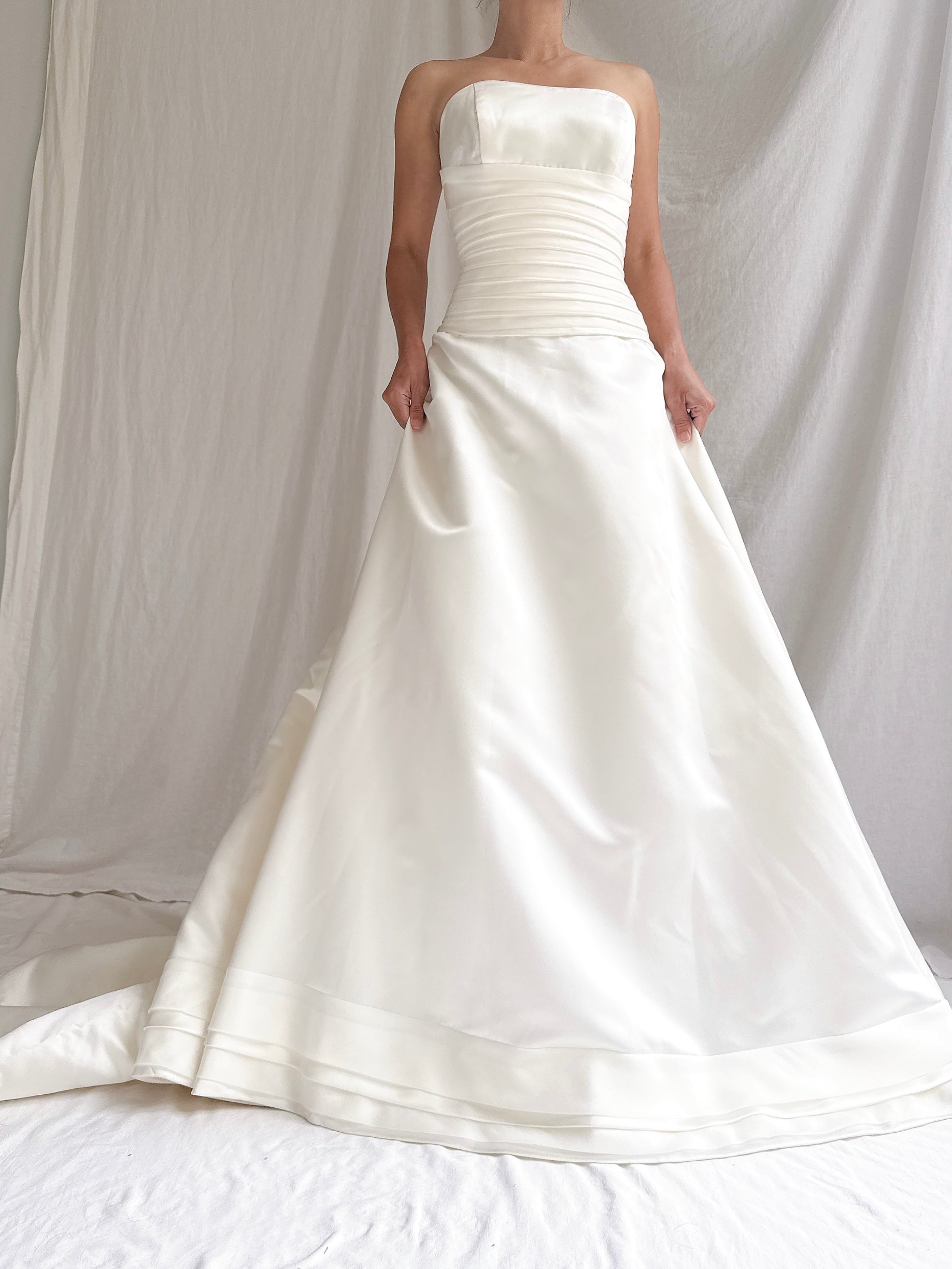 Vintage Satin Strapless Gown - M