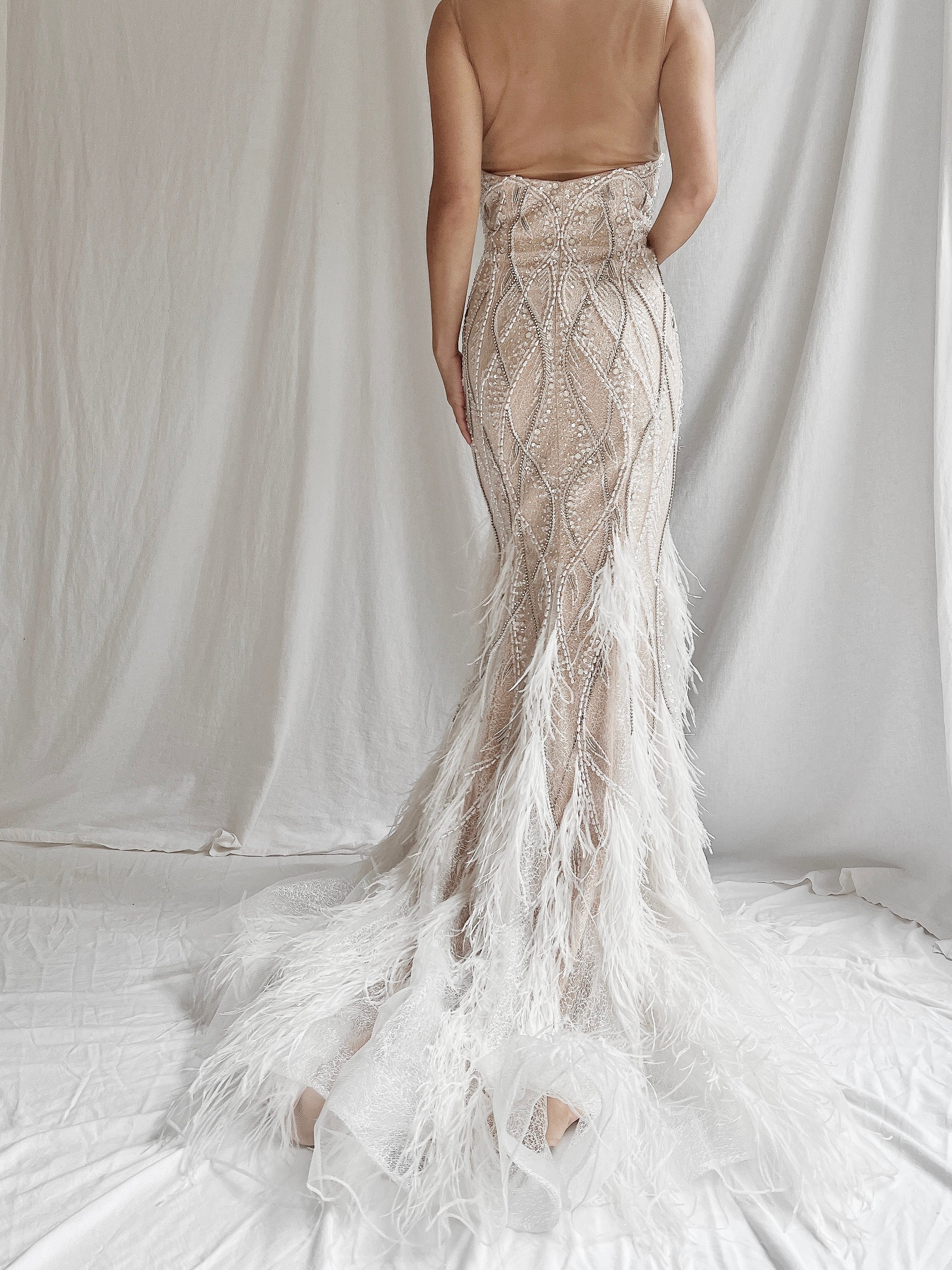 00 Beaded Feather Gown - S/6