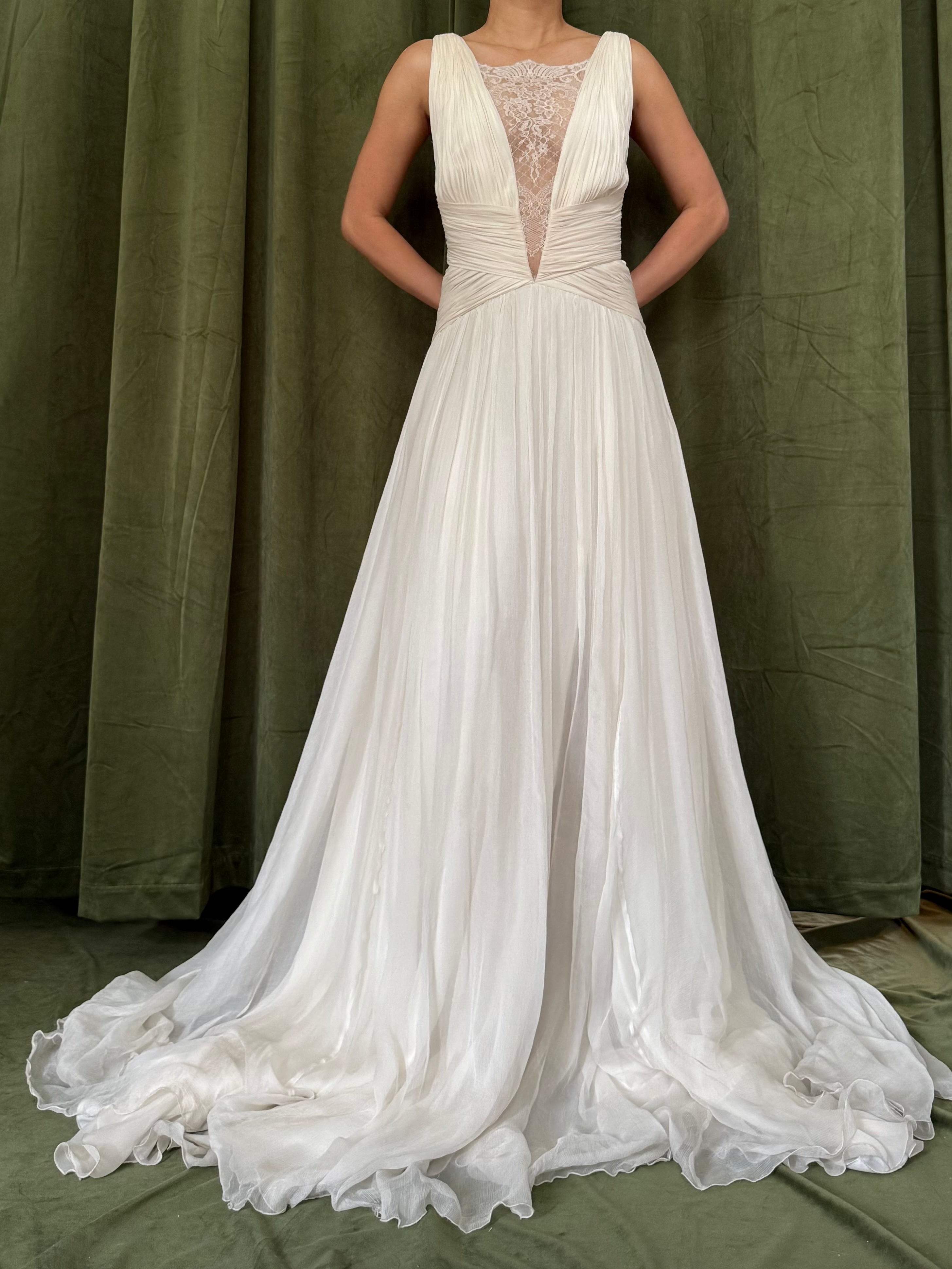 Vintage Pronovias Silk Chiffon Gown - M/8