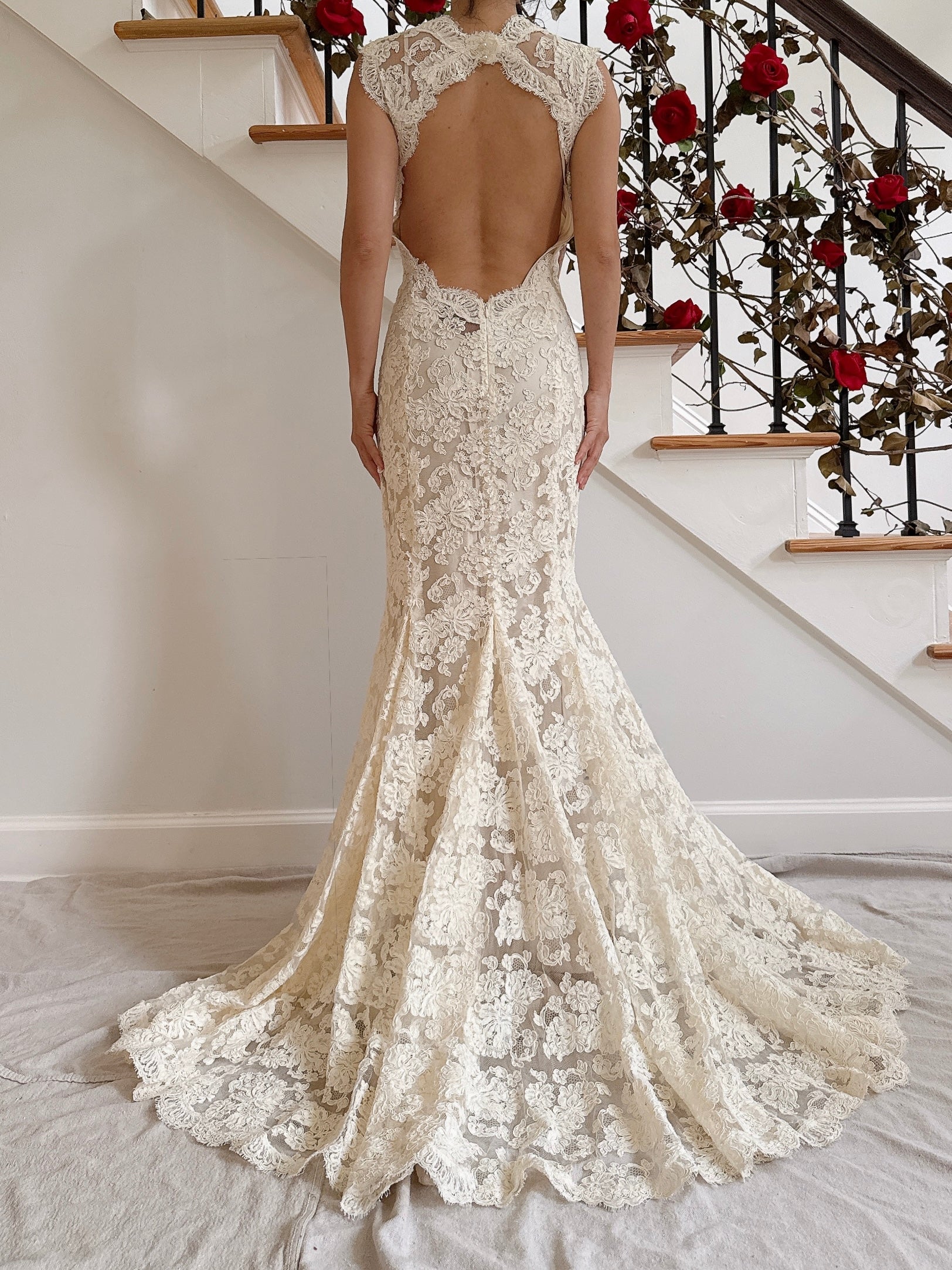 Vintage Monique Llhuilier Lace and Silk Gown - XS/S