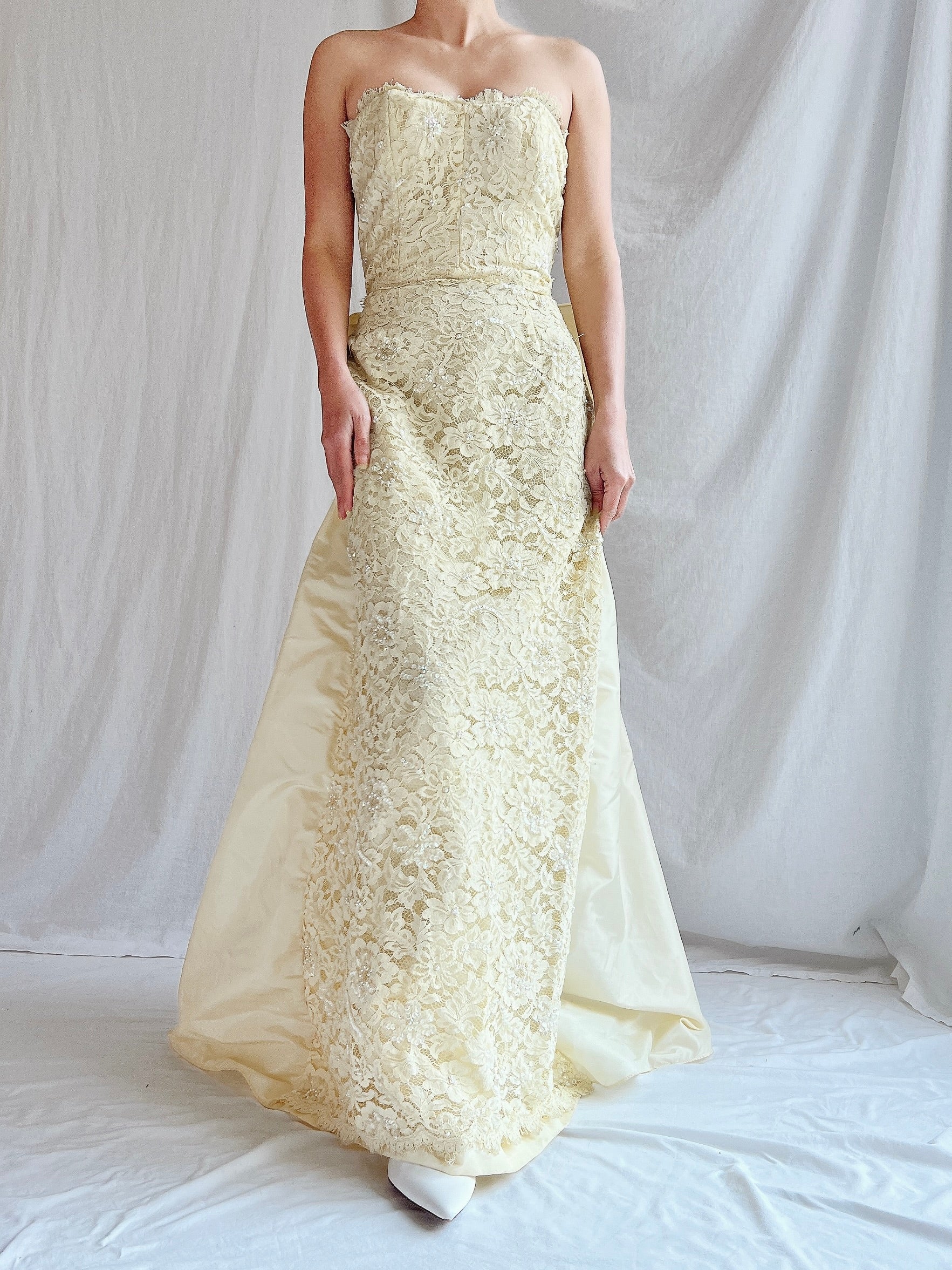 Vintage Lillie Rubin Butter Lace Gown -  XS