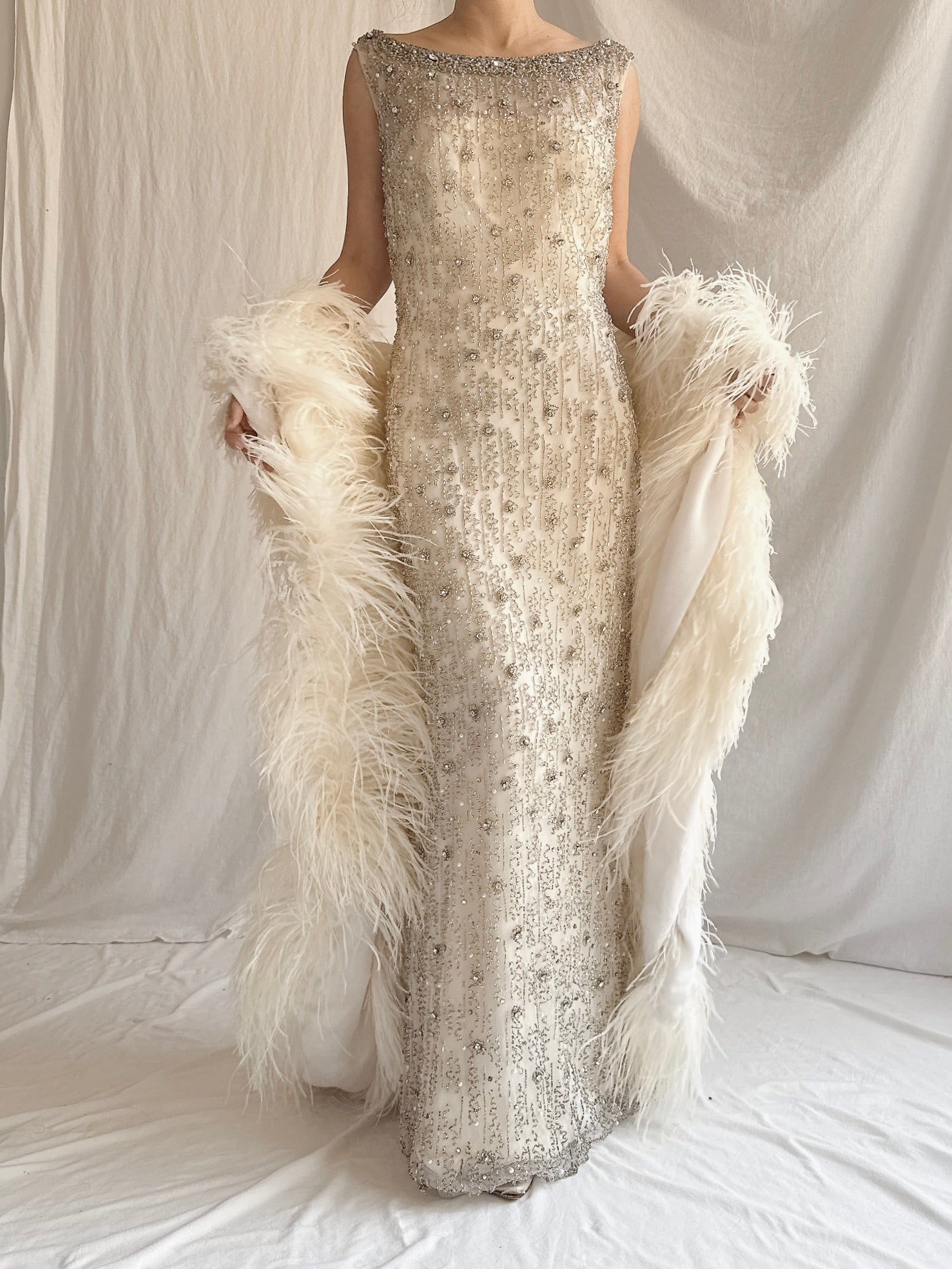 Vintage Hand-Beaded Column Gown