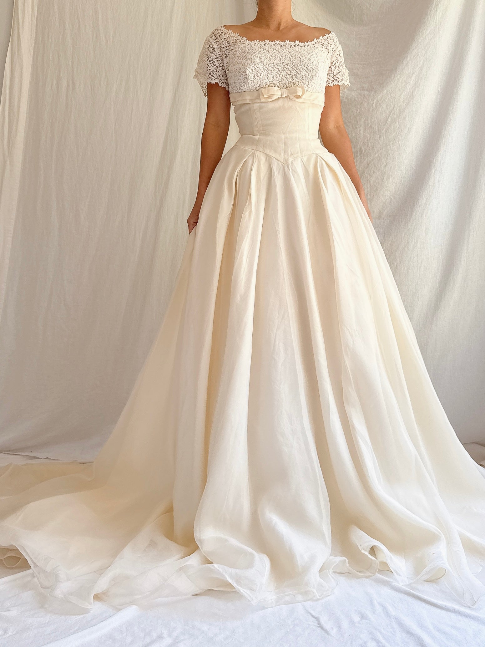 1950s Silk Organza Bow Dress - XS/S