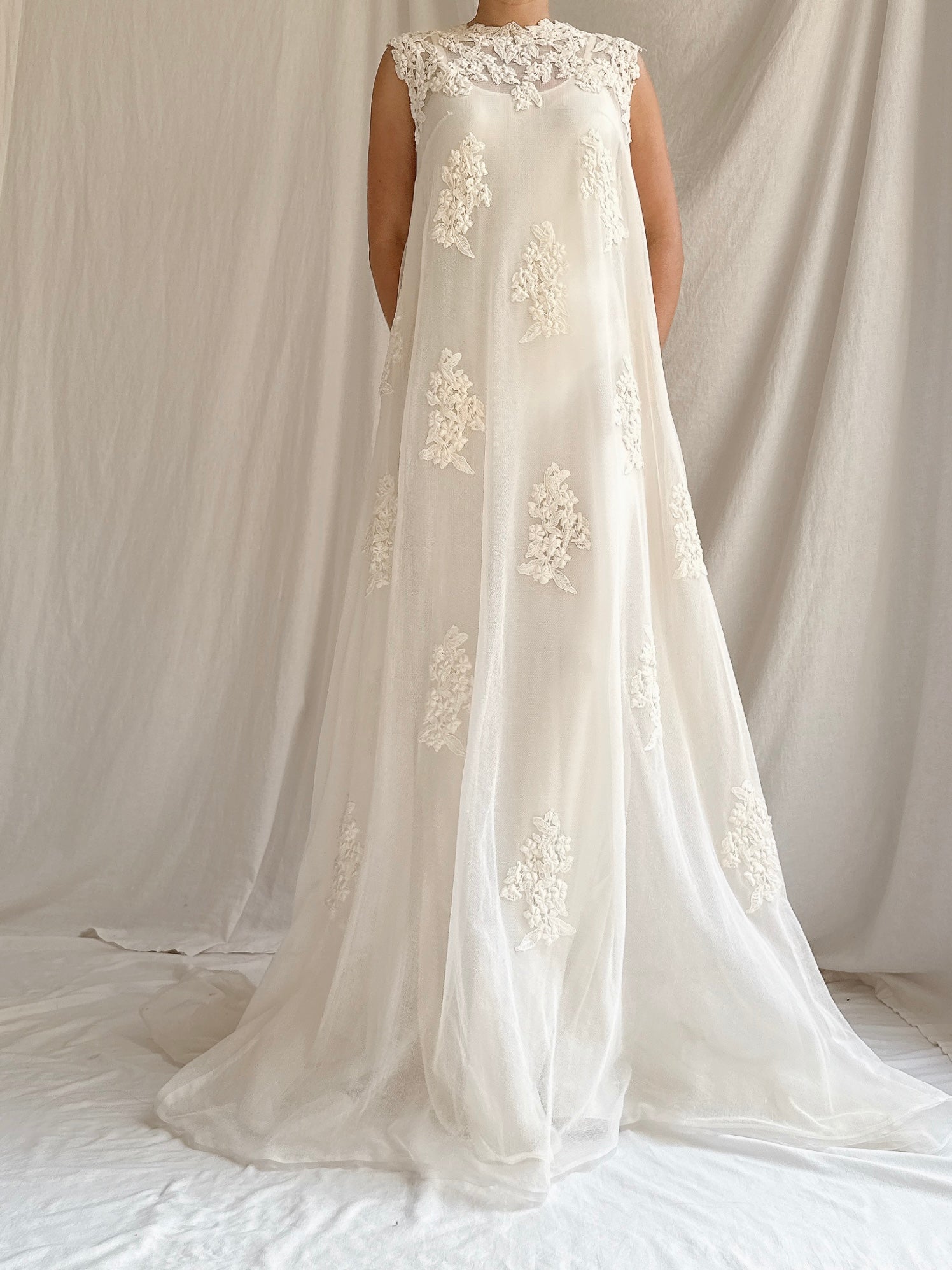 1960s Tulle Embroidered Dress - Size 2/XS