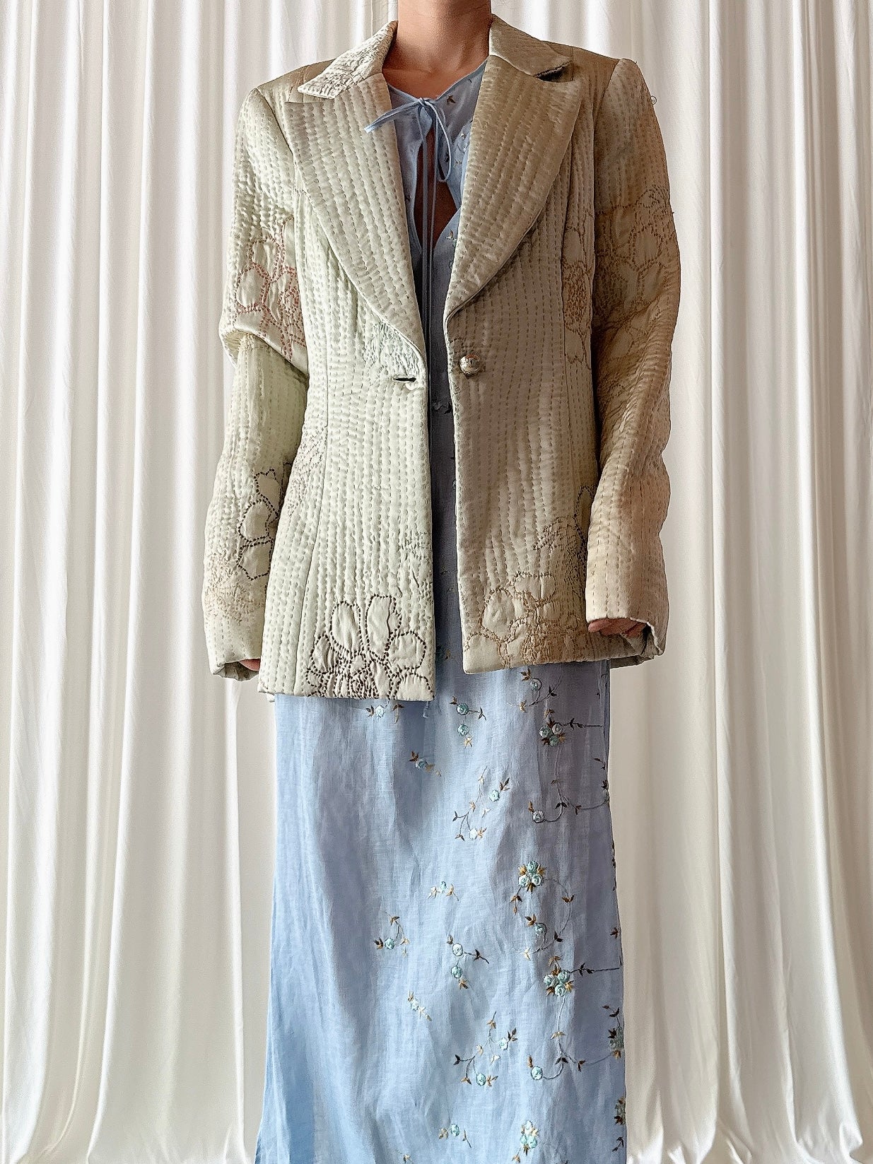 Vintage Futura Seafoam Silk Jacket - Size 44