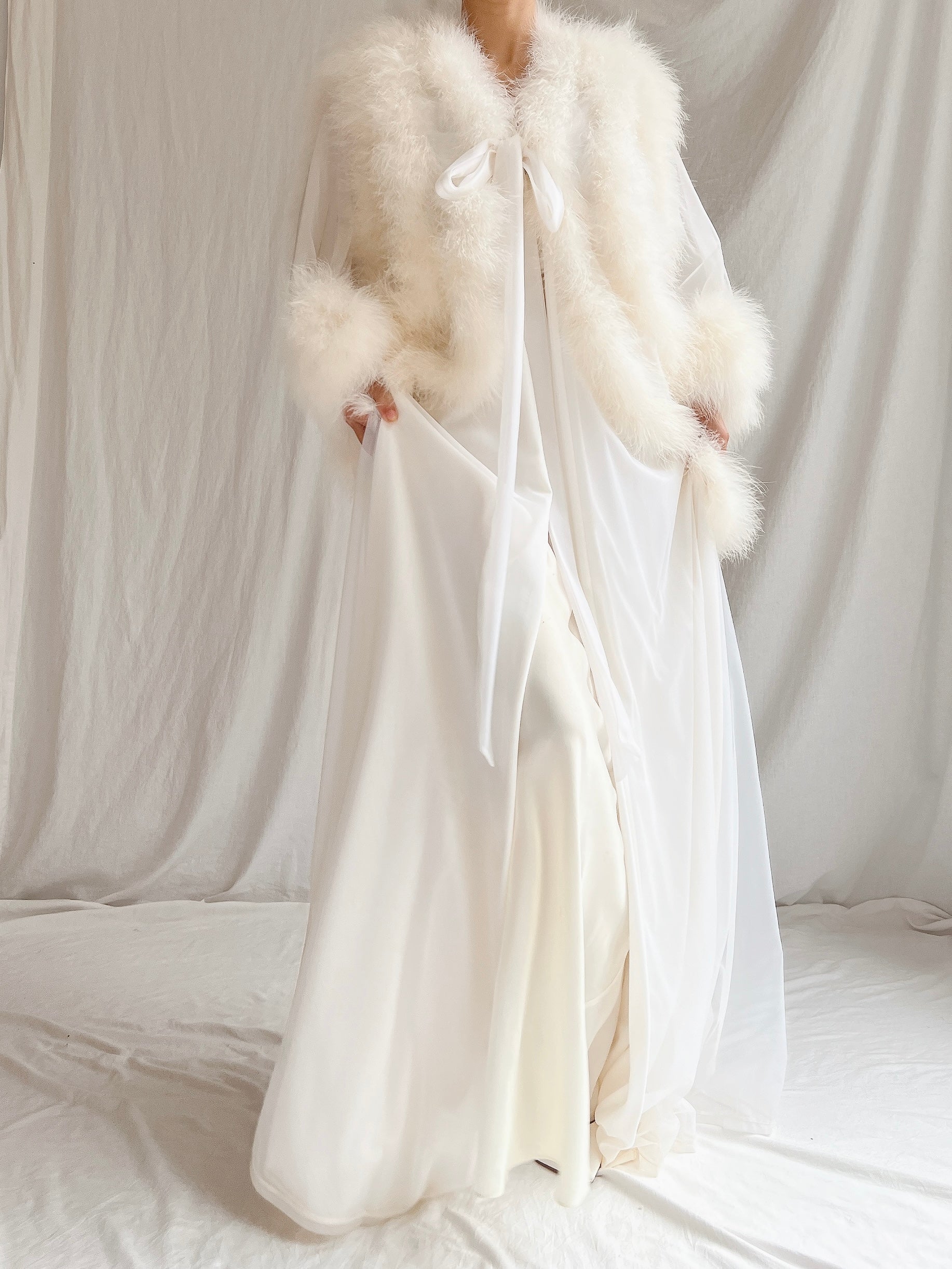 Vintage Sheer Marabou Feather Dressing Robe - OSFM