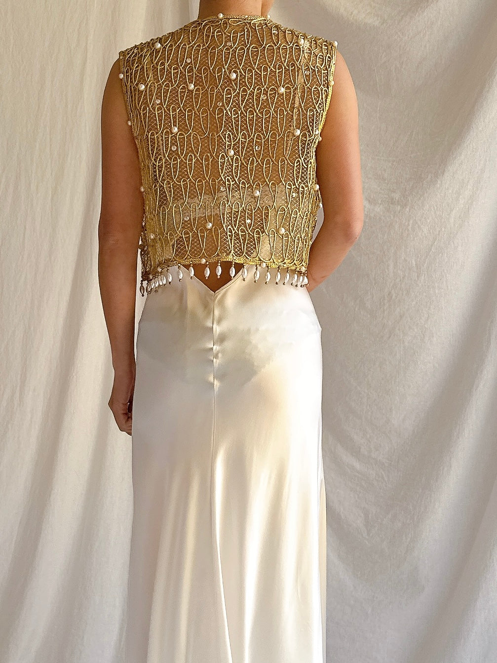 1960s Gold Beaded Top - S